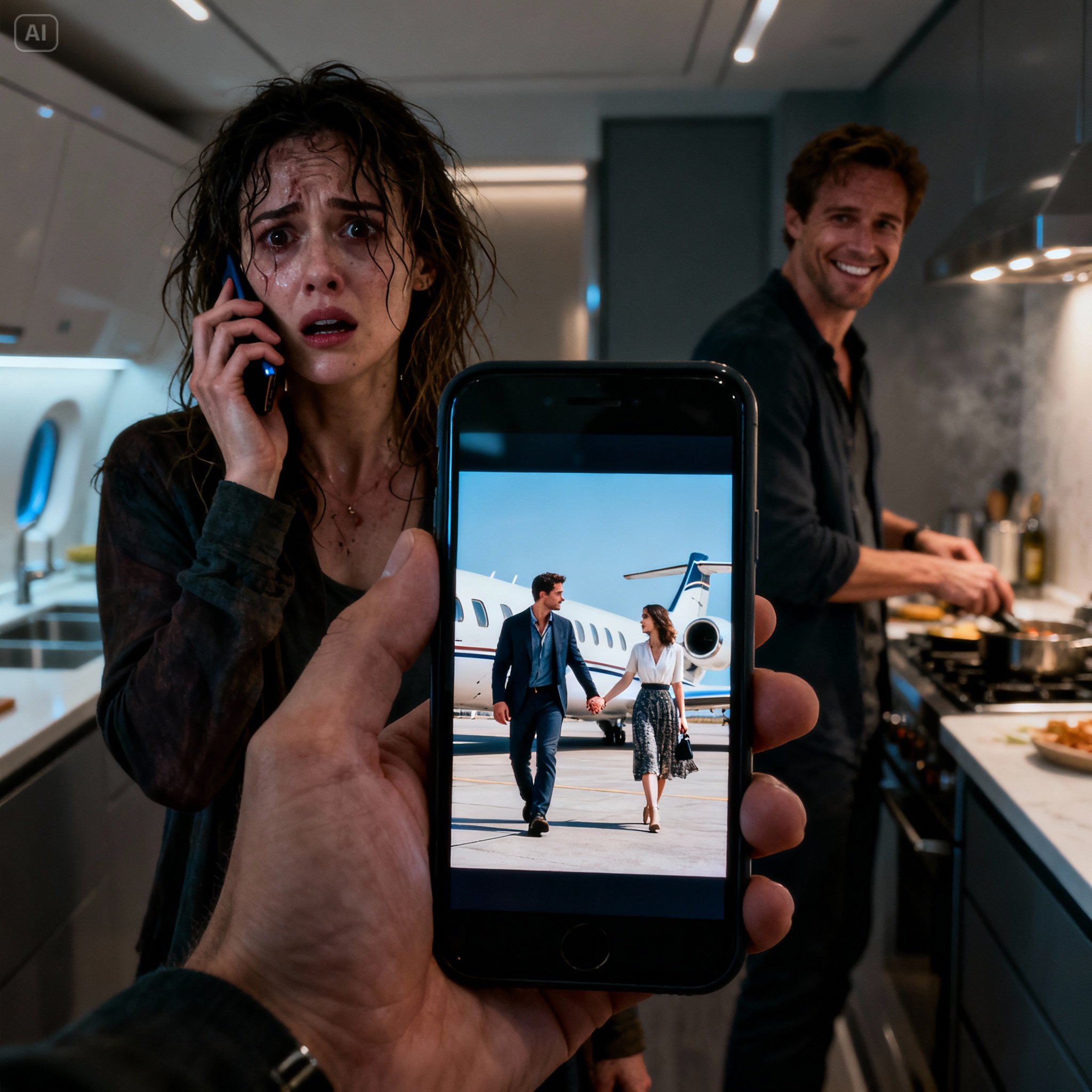 My sister, an airline pilot, called me. “I need to ask you something strange. Your husband… is he home right now?” “Yes,” I replied, “he’s sitting in the living room.” Her voice dropped to a whisper. “That can’t be true. Because I’m watching him with another woman right now. They just boarded my flight to Paris.” Just then, I heard the door open behind me.