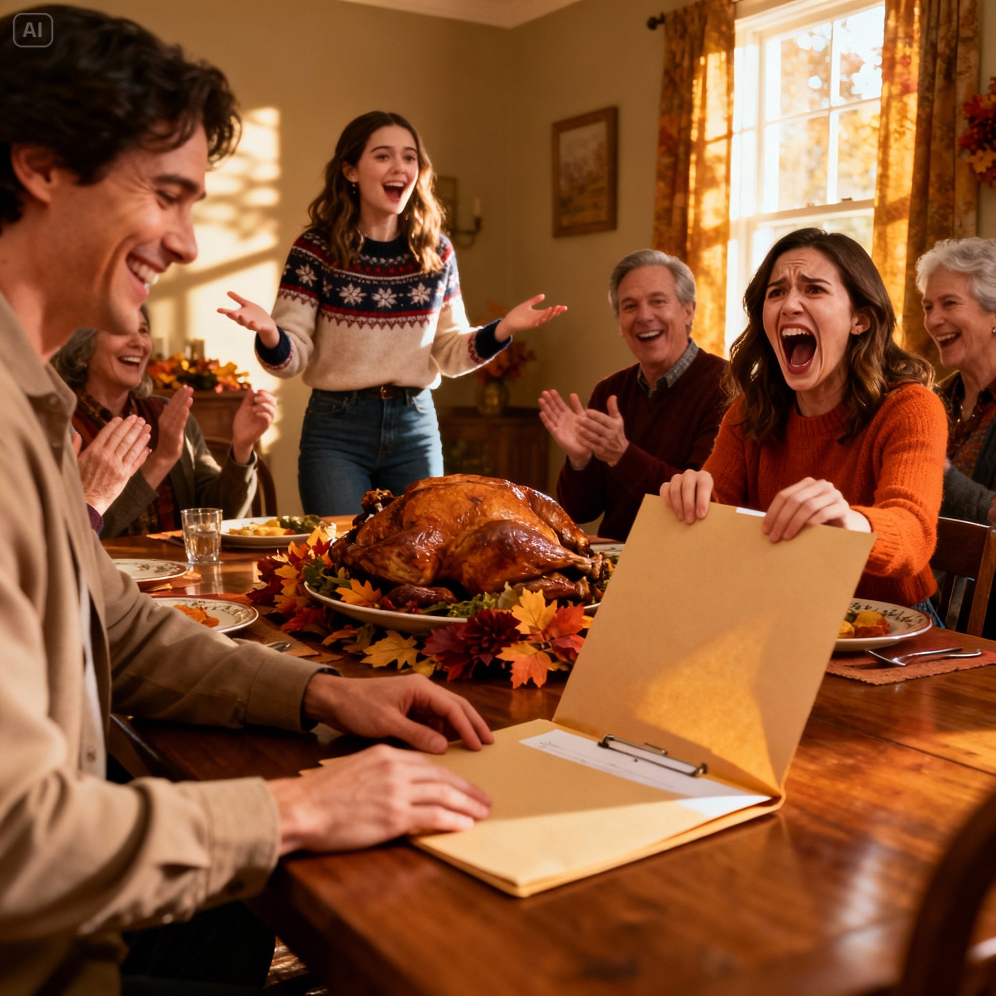 At Thanksgiving Dinner, My Sister Stood Up And Announced, โWe VotedโAnd Youโre Not Family Anymore.โ Everyone Cheered. I Laughed Softly And Said, โThen I Guess You Wonโt Need This.โ I Placed A Folder On The Table. The Moment She Opened It, She Started Screaming.