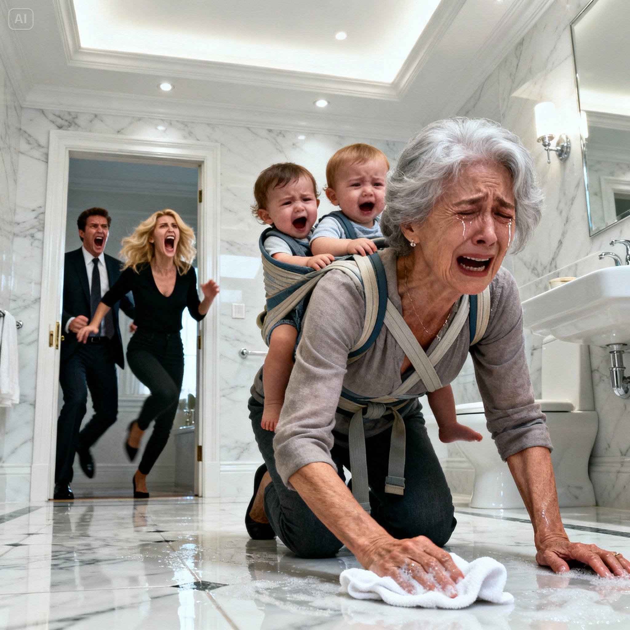 “The millionaire entered his home expecting a moment of peace, but upon hearing his mother whisper, ‘I’m trying, ma’am… my back hurts,’ while his two children hung from her shoulders, he realized the life he had built was not what he imagined.”