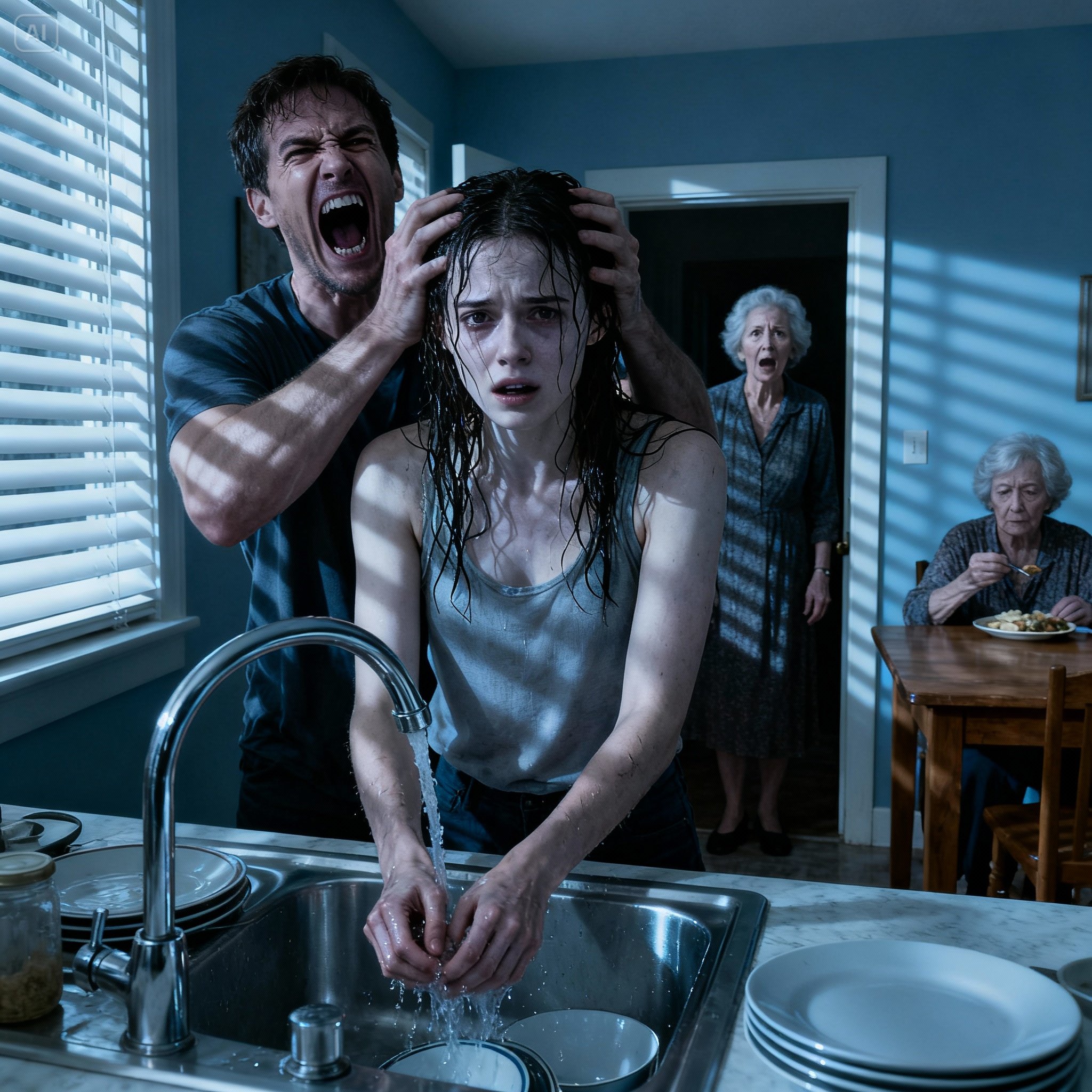 “I visited my daughter without warning and was completely shocked. Her mother-in-law and husband were sitting calmly at the table, eating, while she washed dishes, trembling with cold. Suddenly, her husband snatched a plate and shouted impatiently: ‘Stop washing dishes and bring more food!’ I said nothing. I took out my phone and made a silent call. Five minutes later, everything had changed completely, and nothing was ever the same again…”