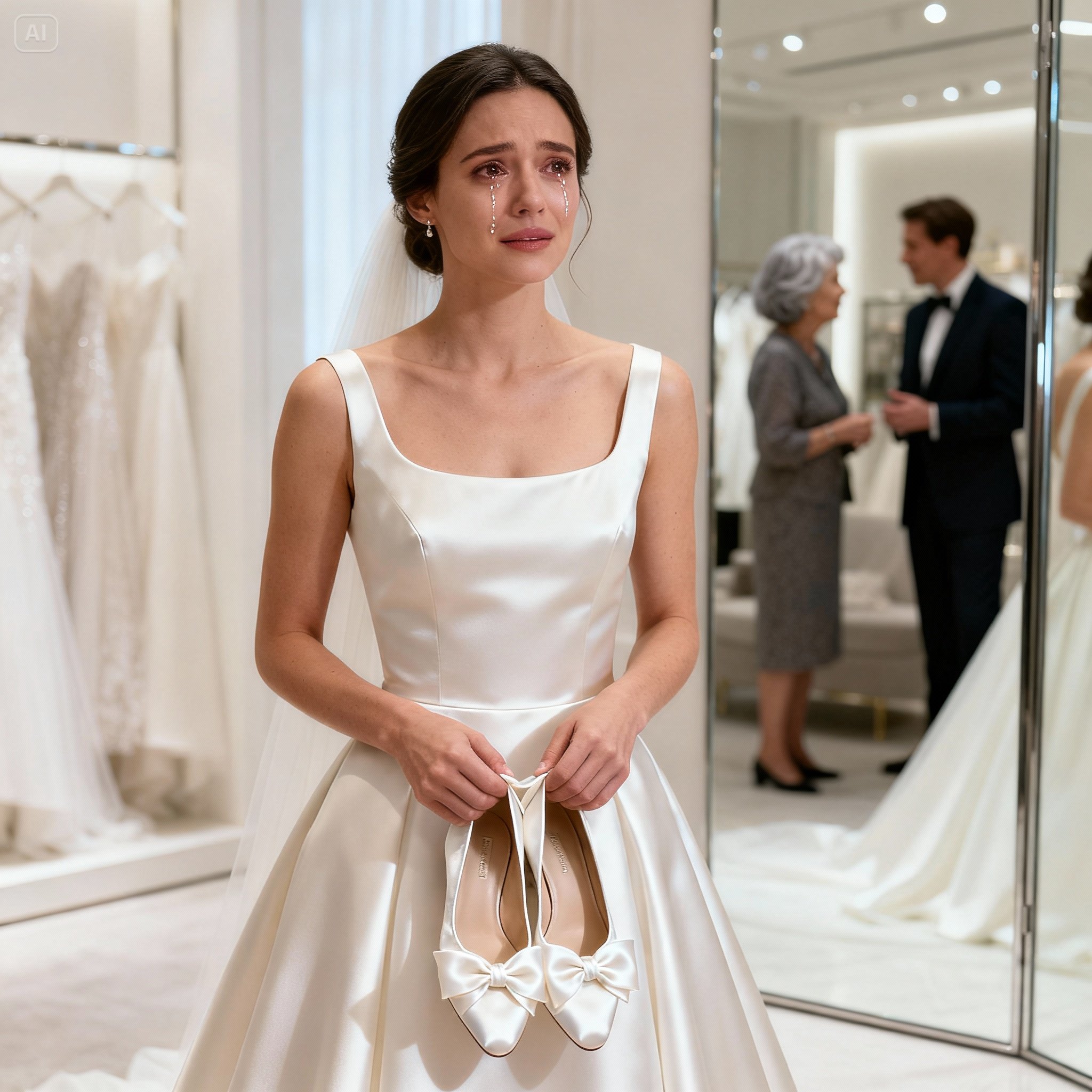 WHILE TRYING ON MY BRIDAL SHOES IN FRONT OF THE MIRROR, I OVERHEARD MY FUTURE MOTHER-IN-LAW WHISPER: “ARE YOU SURE SHE DOESN’T SUSPECT ANYTHING? WE WANT HER APARTMENT AND HER MONEY. AFTERWARD, WE’LL SEND HER TO AN ASYLUM.” I STOOD COMPLETELY PARALYZED, UNABLE TO SAY A SINGLE WORD. THEN… I SMILED.