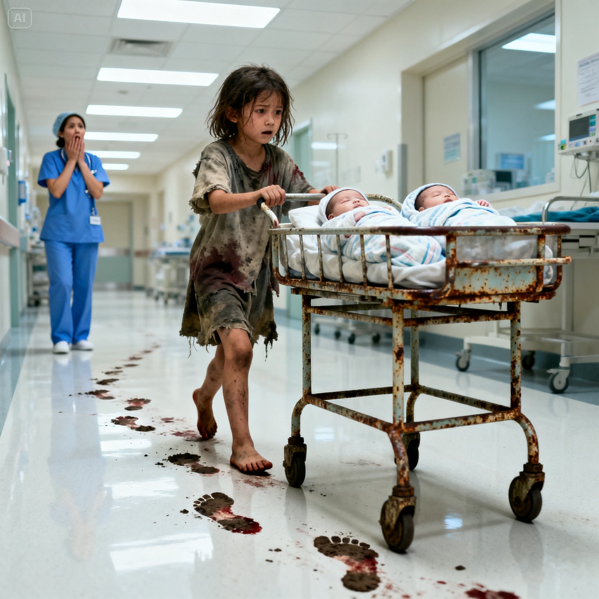 A 7-Year-Old Girl Walked Miles With Her Newborn Twin Brothers Saying One Sentence — And the Hospital Froze When They Heard It