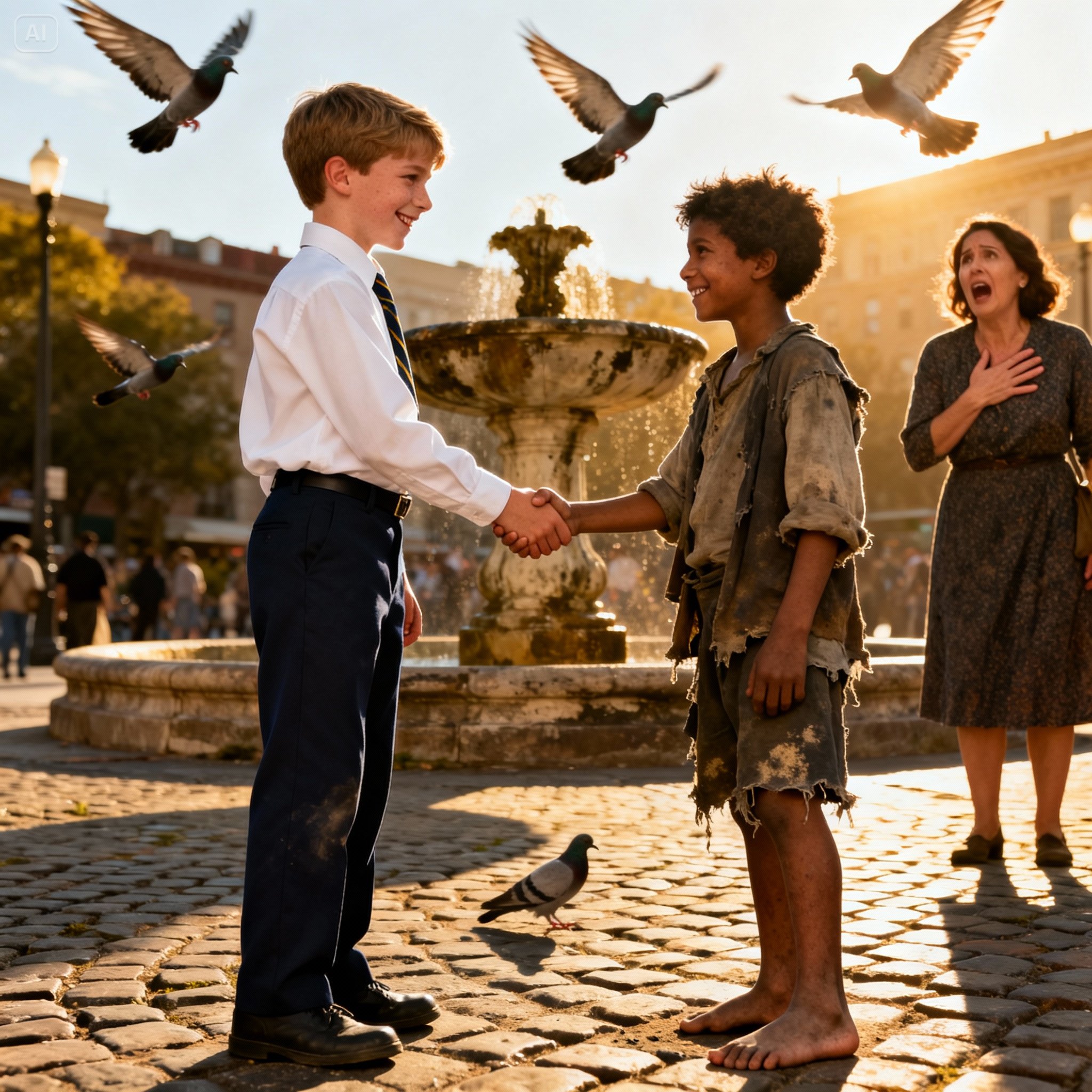 “MOMMY… HE WAS IN YOUR TUMMY WITH ME…” SAID THE SON, POINTING AT THE STREET CHILD