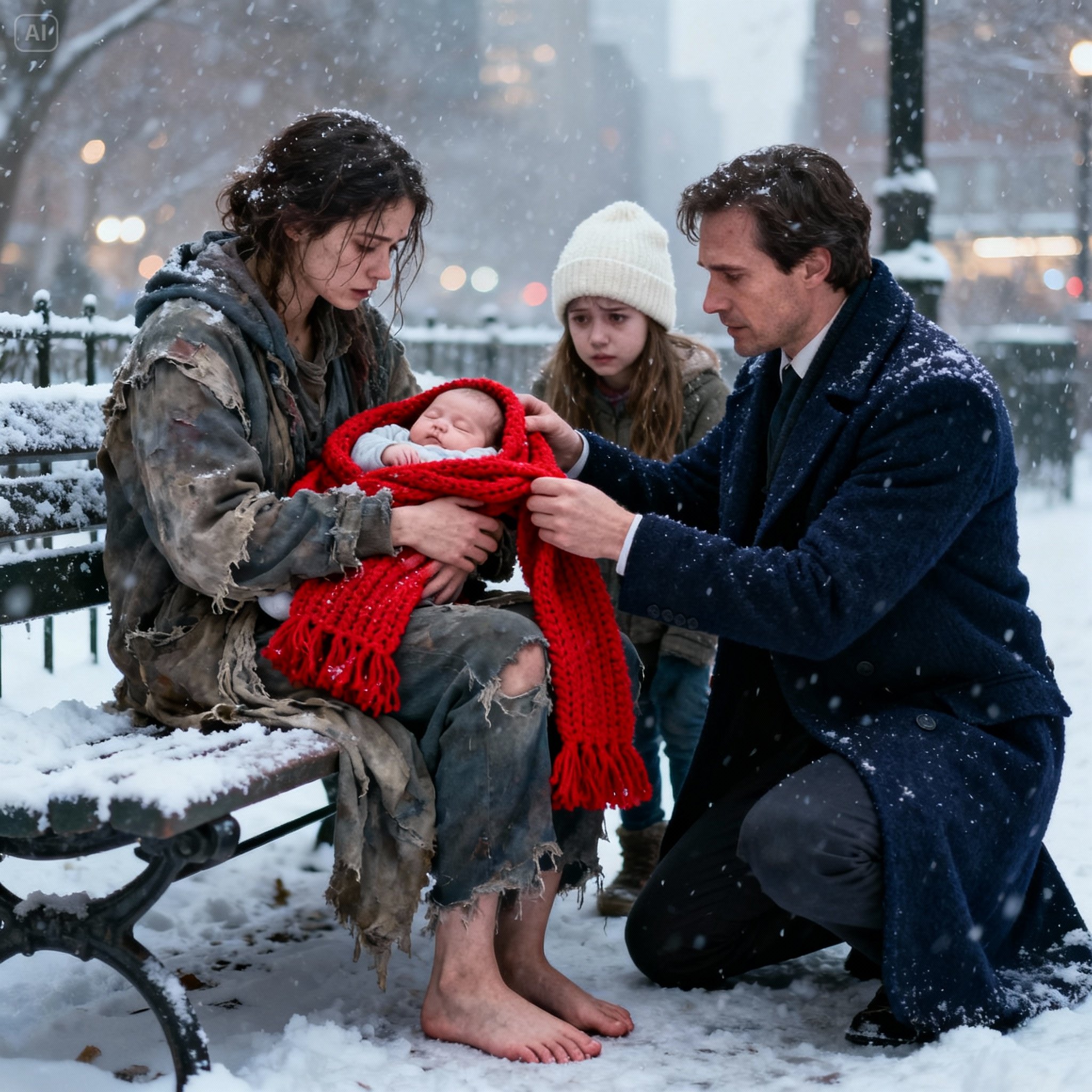 “HELP HER DADDY,” THE GIRL PLEADED UPON SEEING THE POOR MOTHER… THE CEO HAD NO IDEA THAT ON THAT SNOWY NIGHT…