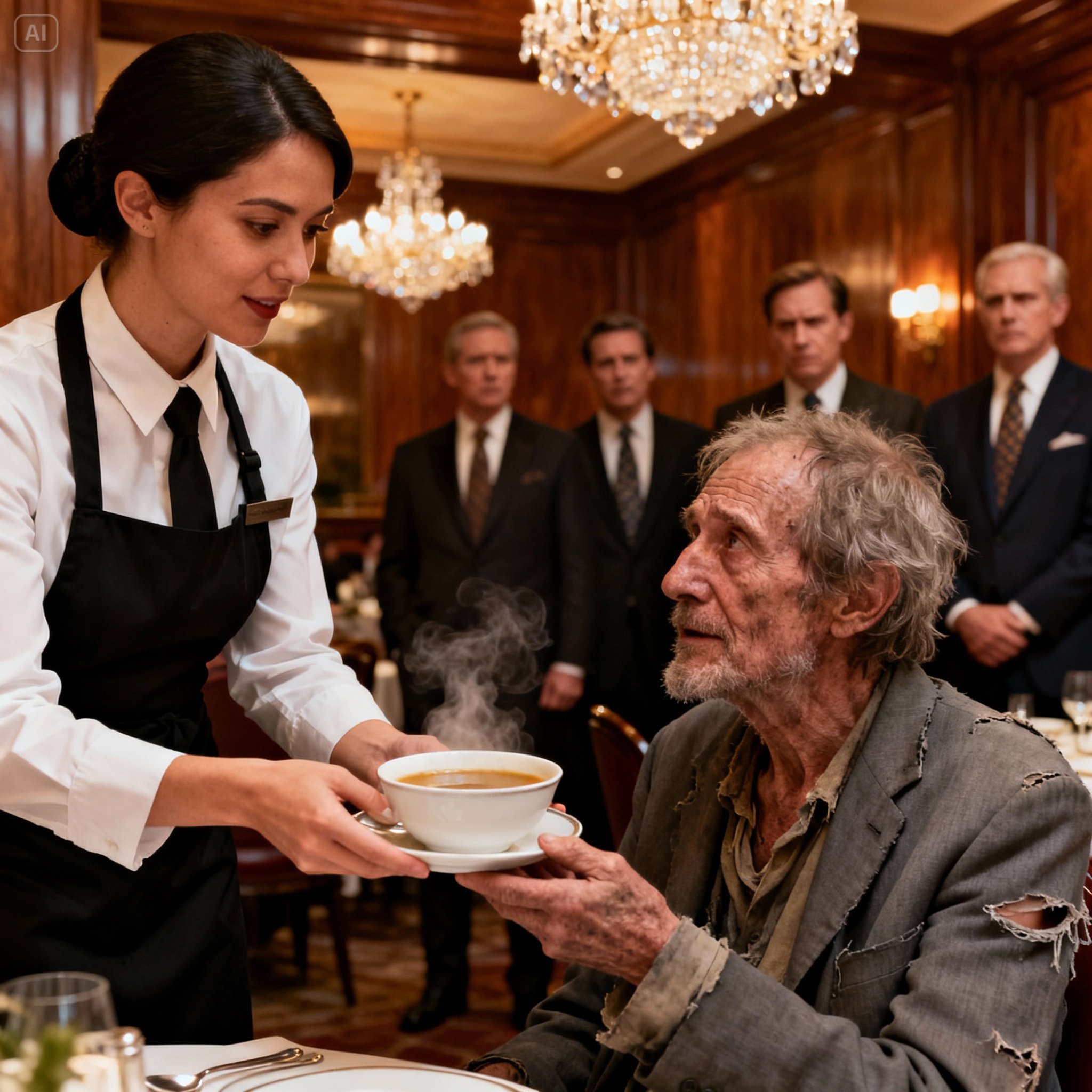 The manager brutally fired a stunning waitress for serving a “bum” for free, but the next morning, the restaurant was surrounded by security in black who were only looking for her.