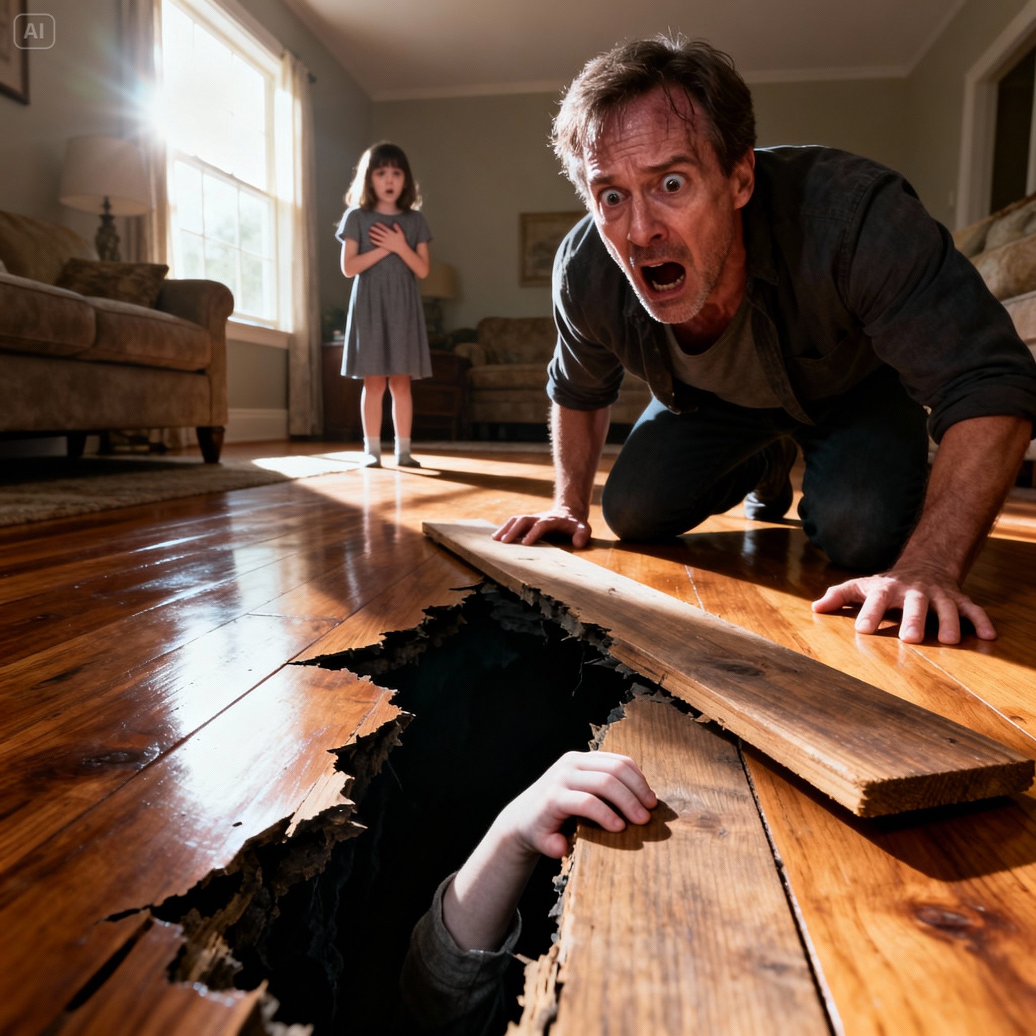 My five-year-old daughter pressed her ear to the floor in my sister’s new house and sobbed, ‘My brother is crying.’ Trusting her eerie gift, I tore up the floorboards—and found my son, missing for a year, chained beneath them.