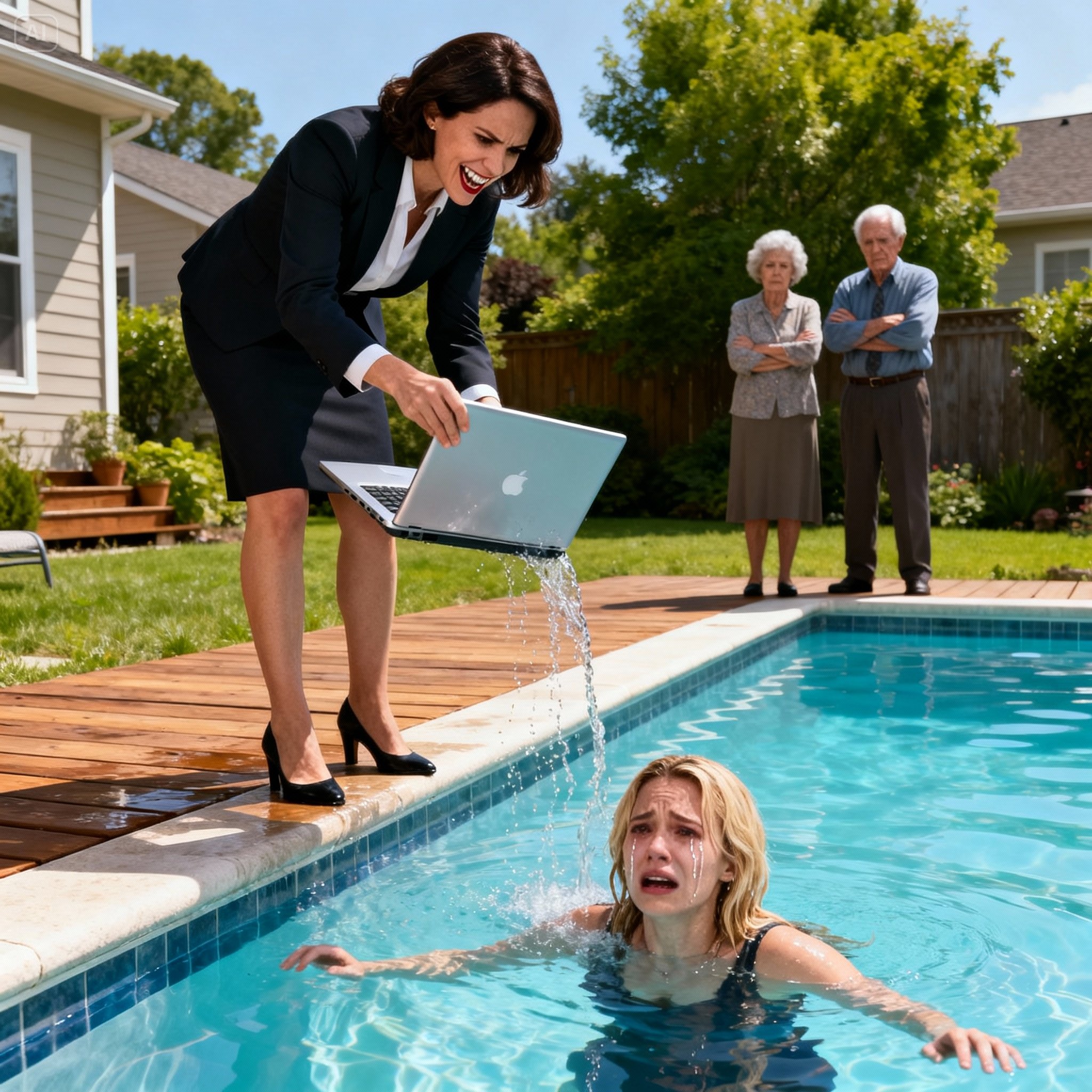 I refused to lend my sister $20,000, so she hurled my laptop straight into the swimming pool, then smiled and said, “Oops, my hand slipped.” And my parents? “It was just an accident.” They had no idea that laptop was my entire career. I didn’t cry, I didn’t argue. That night, I locked everything down. At 6:15 the next morning, she woke up to having nothing left. And that was only the beginning…