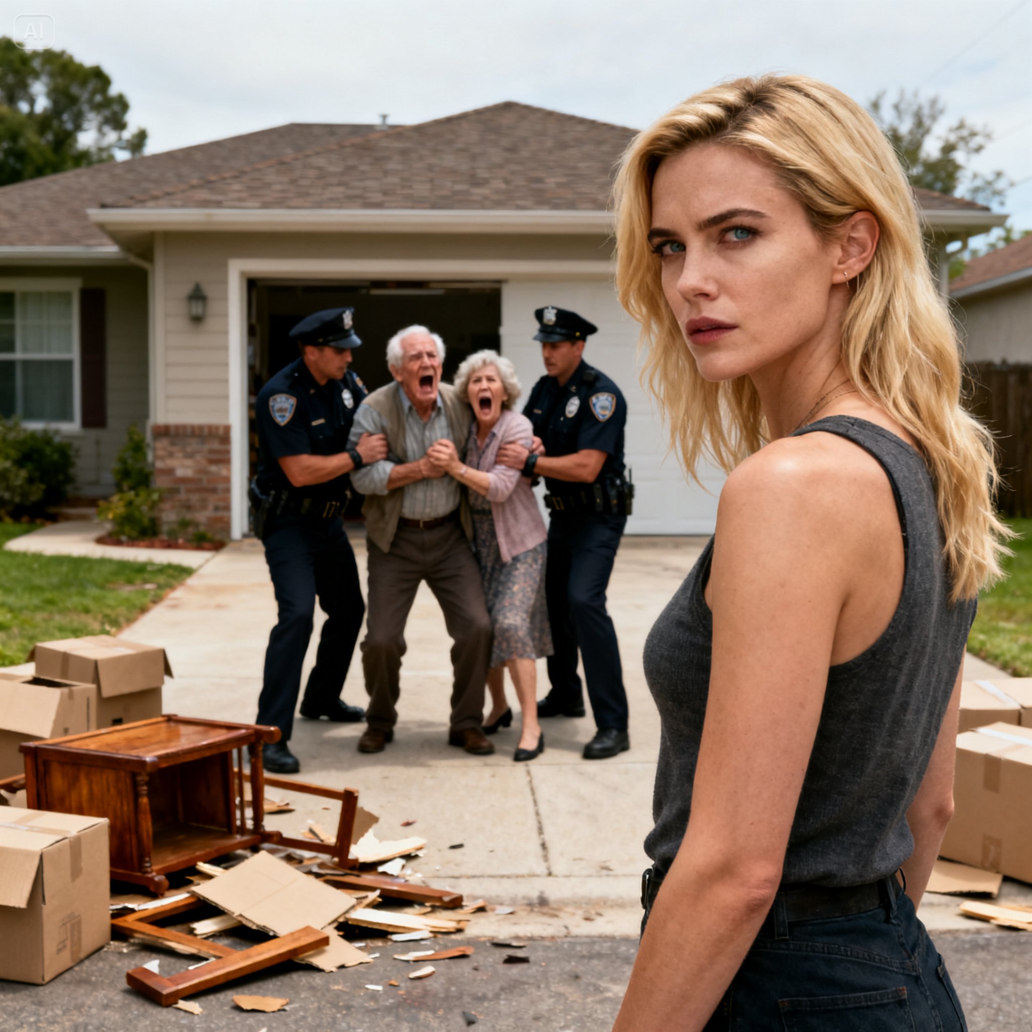 I arrived home to find my parents inside with a moving crew, packing my belongings as if I… didn’t exist. When I asked what they were doing, my mother said with contempt: “Move out. We’ve decided you’re giving this house to Marcus and his pregnant wife.” I refused. My father snapped: “Nobody asked what you want!” So I called the police. As they were handcuffed and taken out of the house, my mother screamed in a panic: “You can’t do this to your family!” I looked at her and said: “You did it first.”