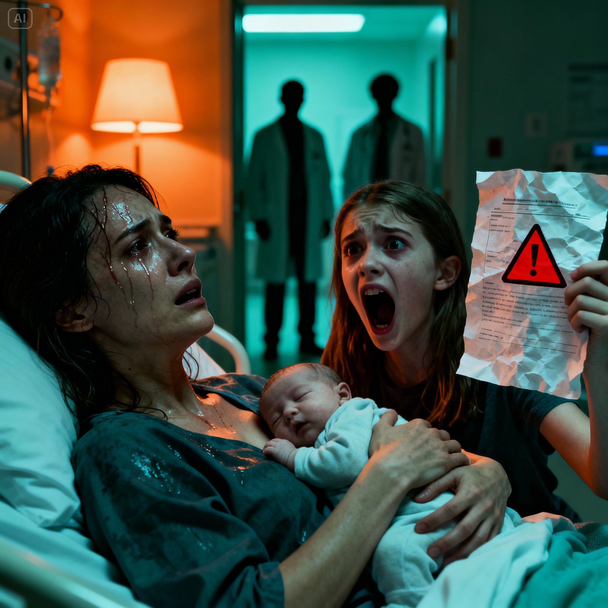 **Immediately after giving birth, I was still lying in my hospital bed. Suddenly my daughter ran in and shouted: “MOM! WE HAVE TO LEAVE THIS HOSPITAL RIGHT NOW!” Confused, I asked: “What do you mean?” She handed me a piece of paper. “Please… Mom, look at this.” The moment I read it, I gripped her hand tightly. We left without looking back.