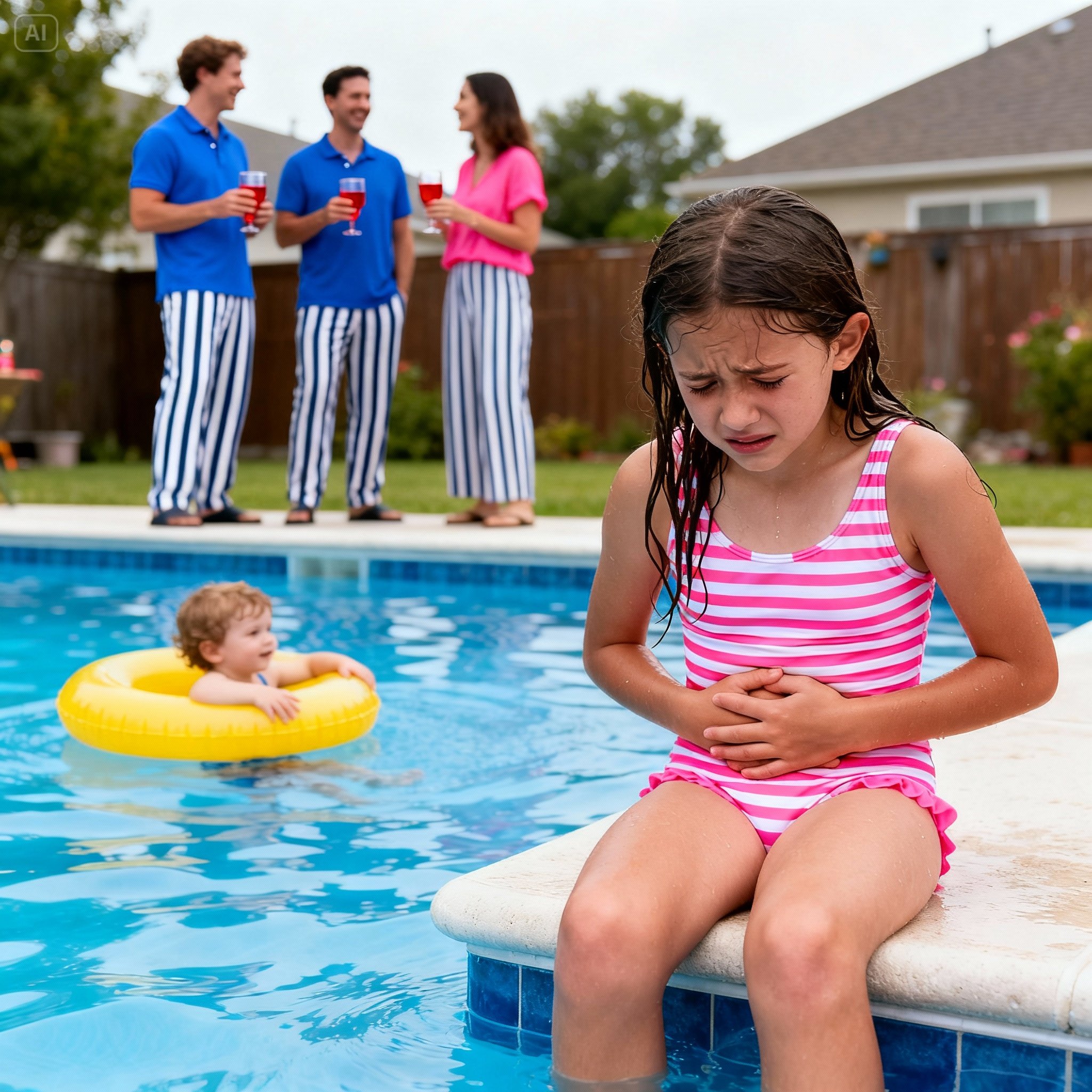 “When my son’s family came over for a pool party, my four-year-old granddaughter refused to put on her swimsuit and sat alone, saying her tummy hurt. While her parents told me not to interfere, she silently followed me into the bathroom and whispered something about her mom and dad that made my chest tighten.”