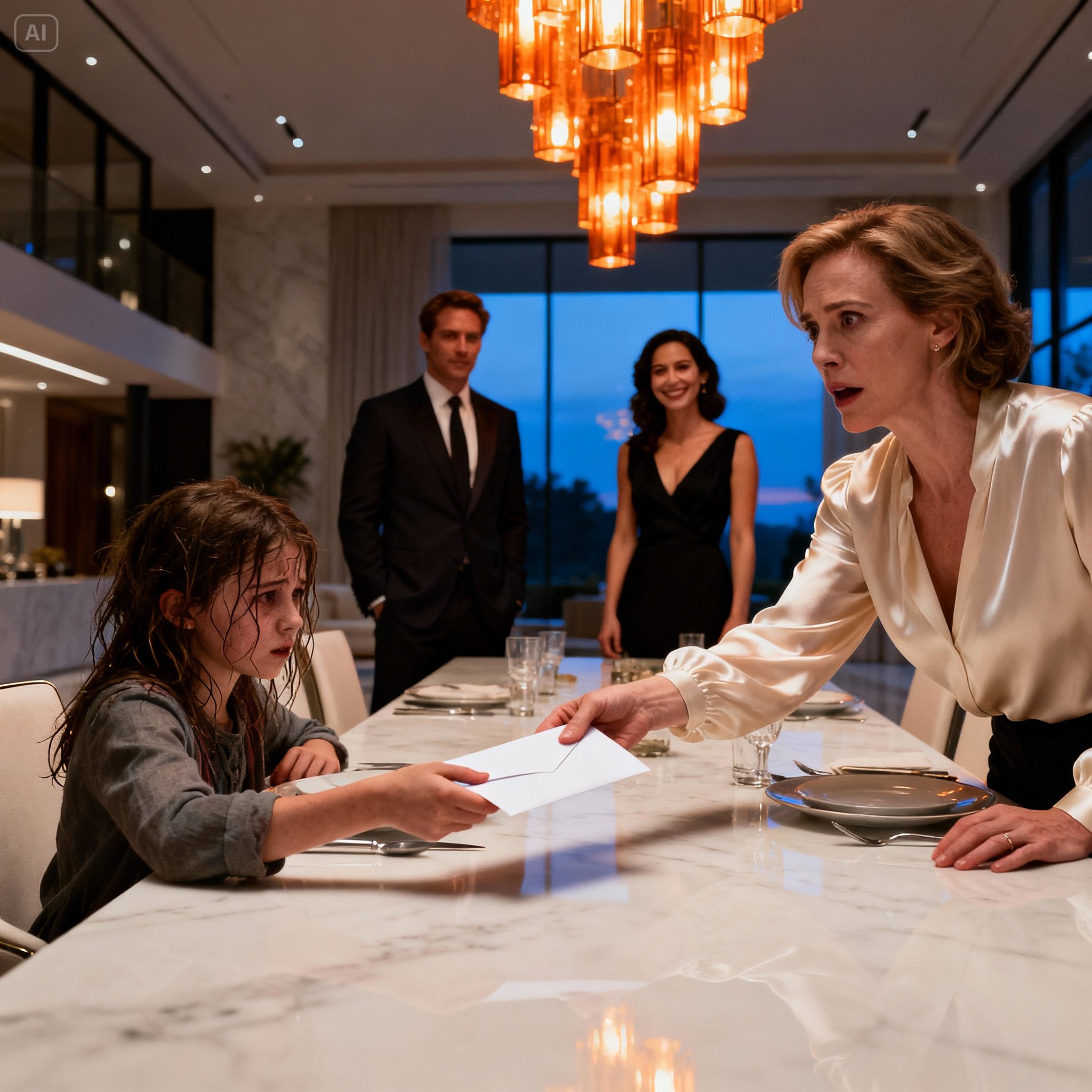 My daughter quietly slid a folded note toward me. “Pretend you’re sick and leave,” it said. I didn’t know why