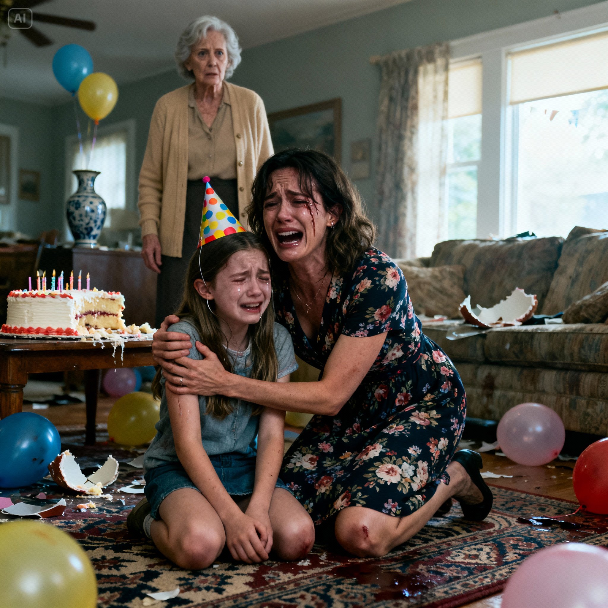 On my daughter’s 10th birthday, she opened a gift from my mother-in-law. Suddenly, she screamed: “Mom! My eyes! I can’t see anything!” My husband rushed her to the hospital. But when he came back… he brought the police with him. What happened next was…