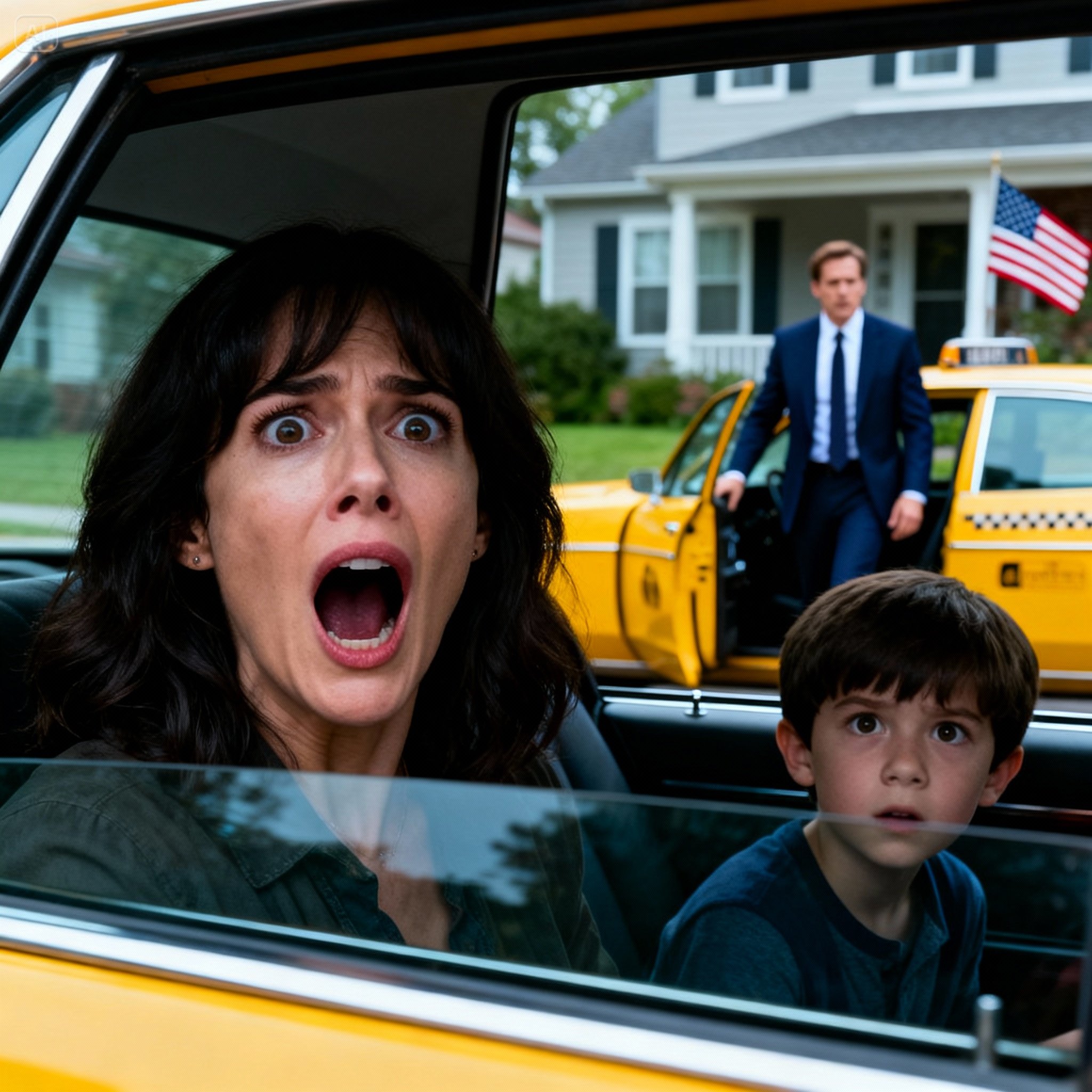 My husband told us he had an early business trip, so I drove him to the airport with our 5-year-old son.