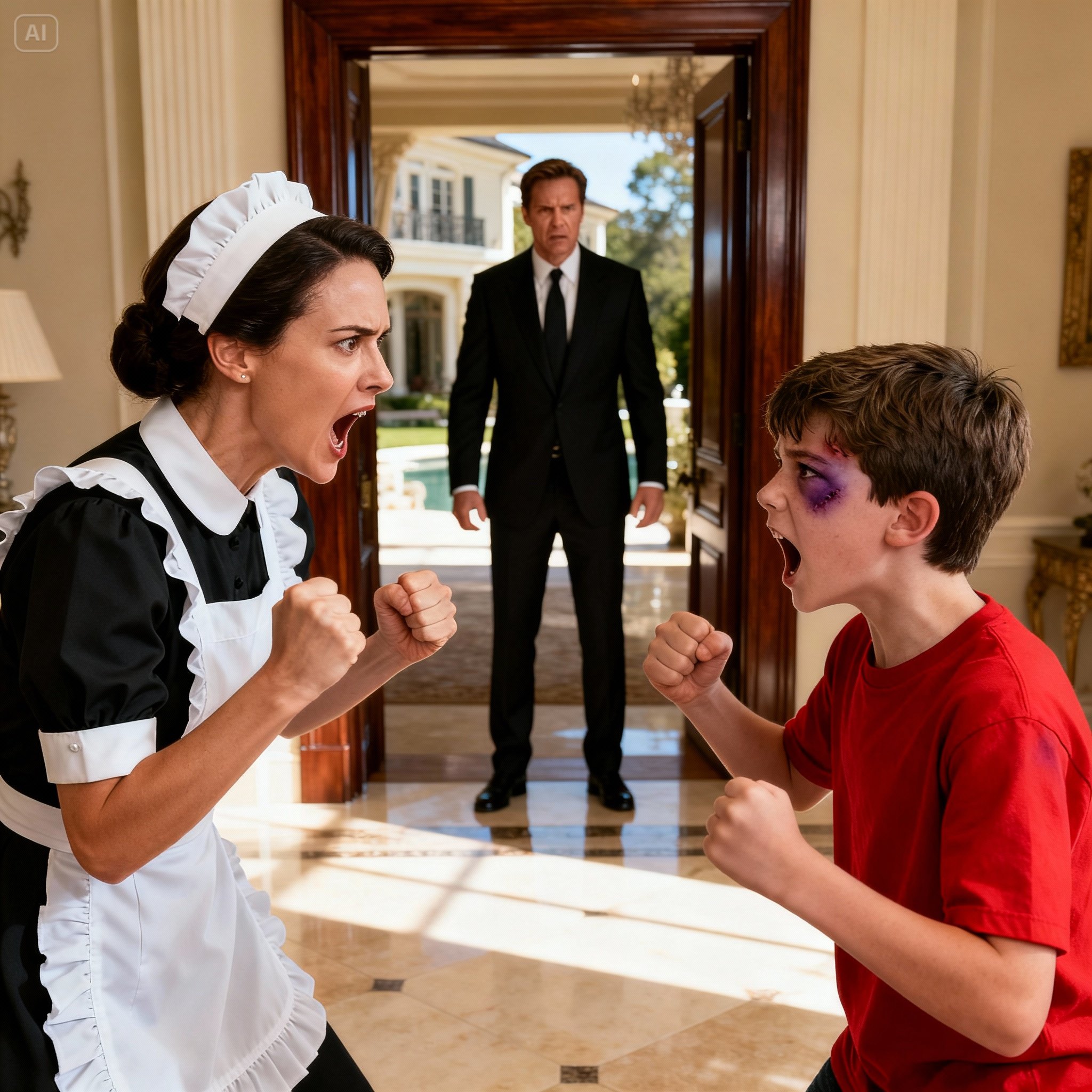 AFTER HIS SON WAS BEATEN AT SCHOOL, THE BILLIONAIRE WITNESSED THE INCREDIBLE LESSON THE NEW MAID TAUGHT HIS SON.