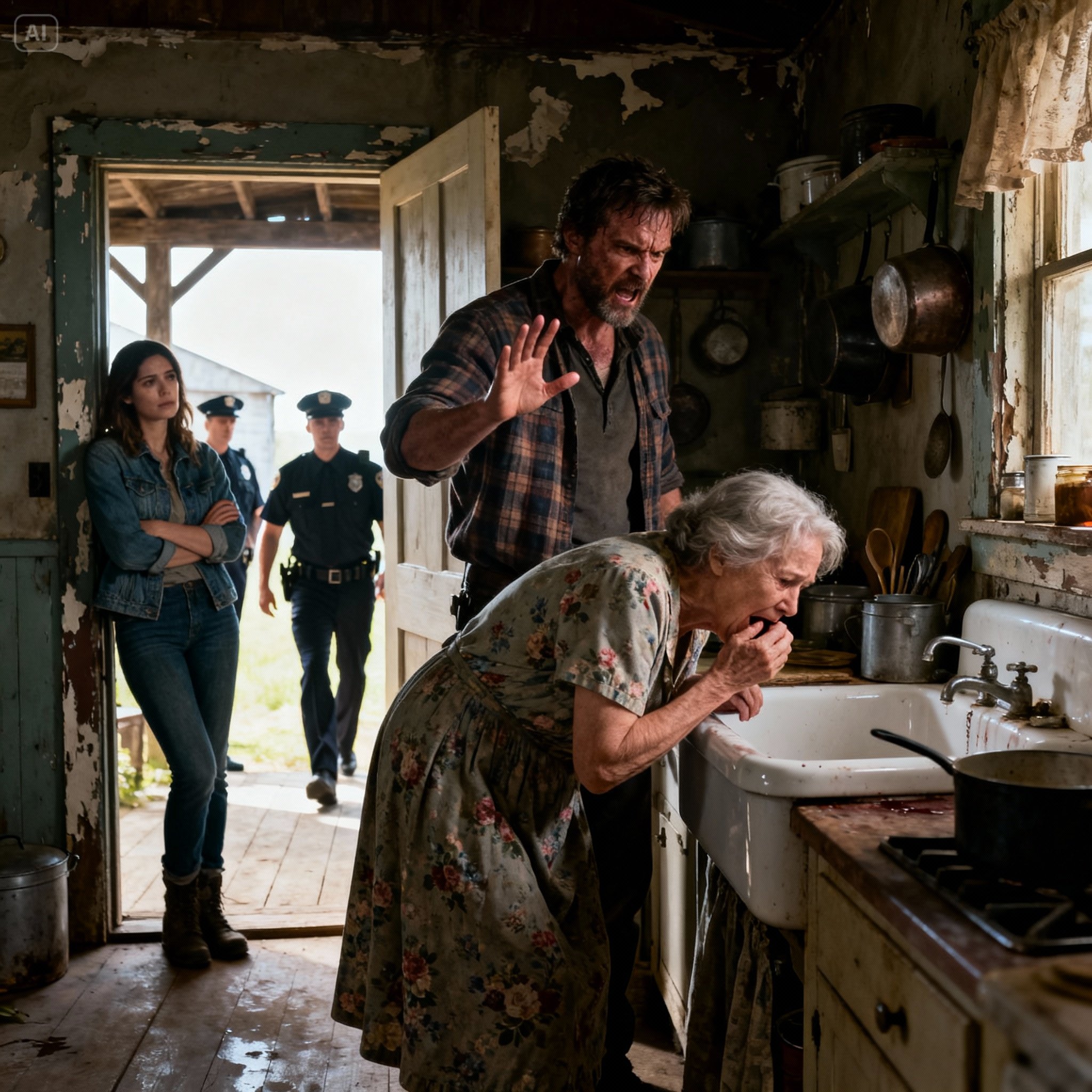 I Refused to Give My Son the Money from My Farm. He Slapped Me and Shouted, “Get This Old Witch Out of Here!” My Daughter-in-Law Applauded. Trembling, I Went to My Room. Ten Minutes Later, the Doorbell Rang. When He Saw Who Was There, He Fell to His Knees, Crying and Begging for Forgivenessโฆ