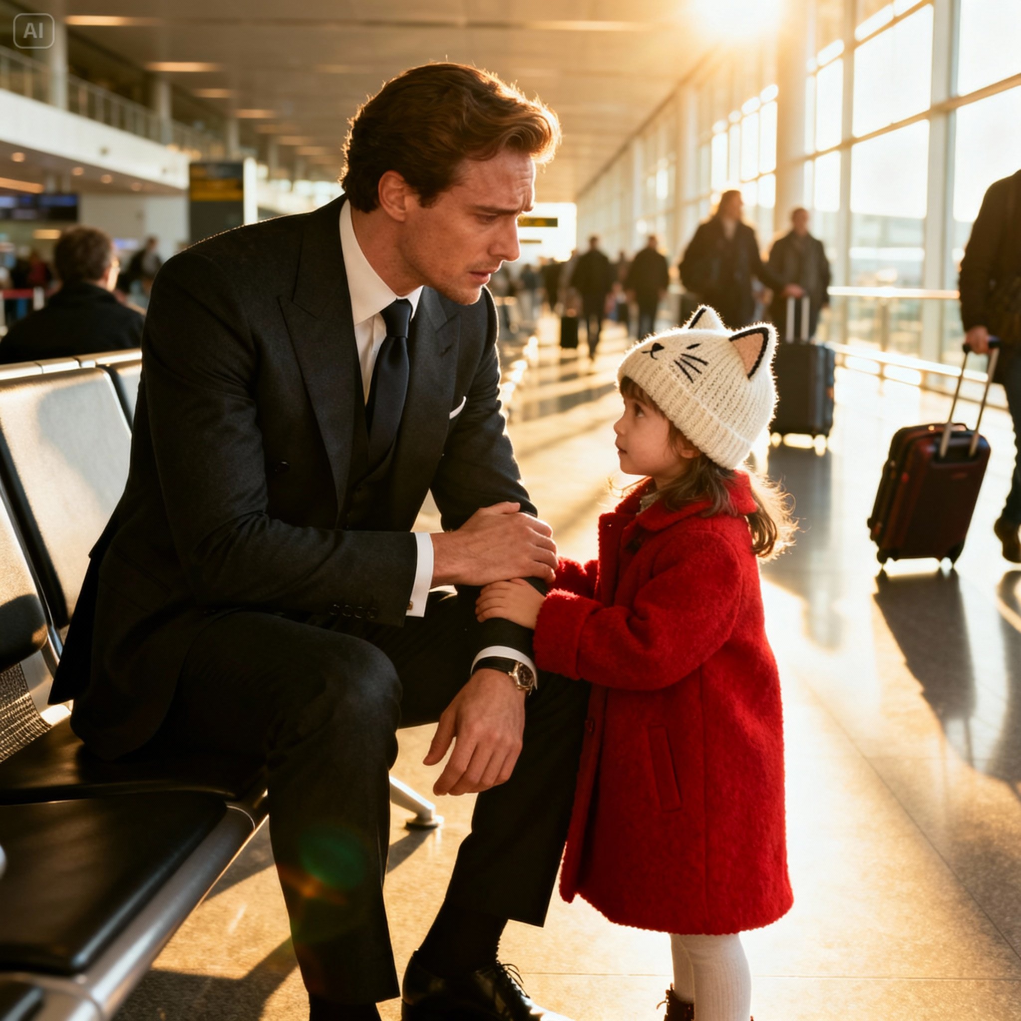 “Are you lost too, sir?” the little girl asked the lonely CEO at the airport. What he did next changed everything.