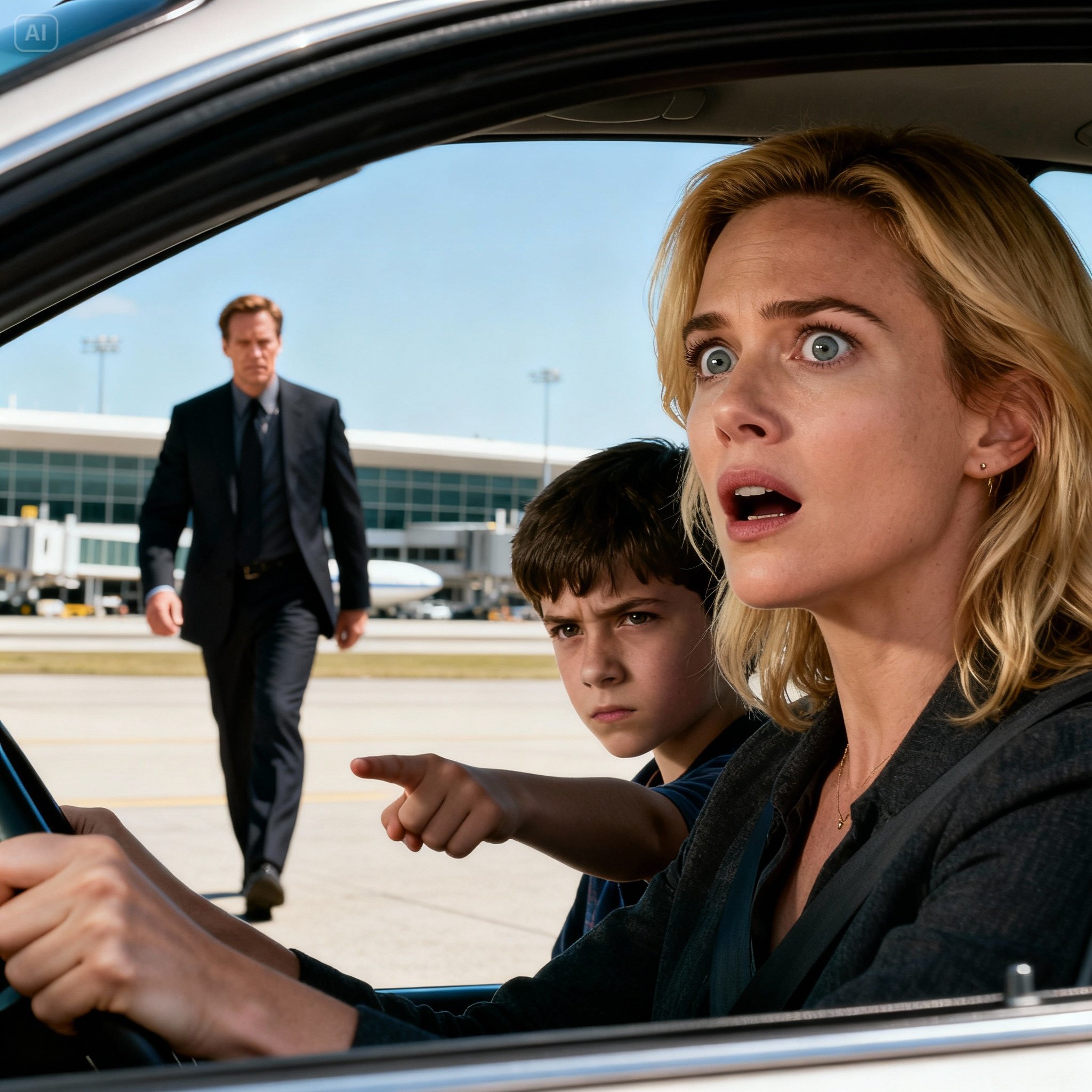 My husband kissed our child and me goodbye and said he had to leave early for a business trip. I drove him to the airport; everything seemed completely normal—until my five-year-old son tugged at my sleeve and whispered, “Mom… you should watch Dad.” My heart tightened slightly. I stayed in the parking lot, my eyes fixed on the entrance. A few minutes later, instead of heading toward the departure gates, he walked straight outside and got into a taxi. I followed quietly. When the taxi stopped, what I saw made my blood feel as if it froze in my veins.