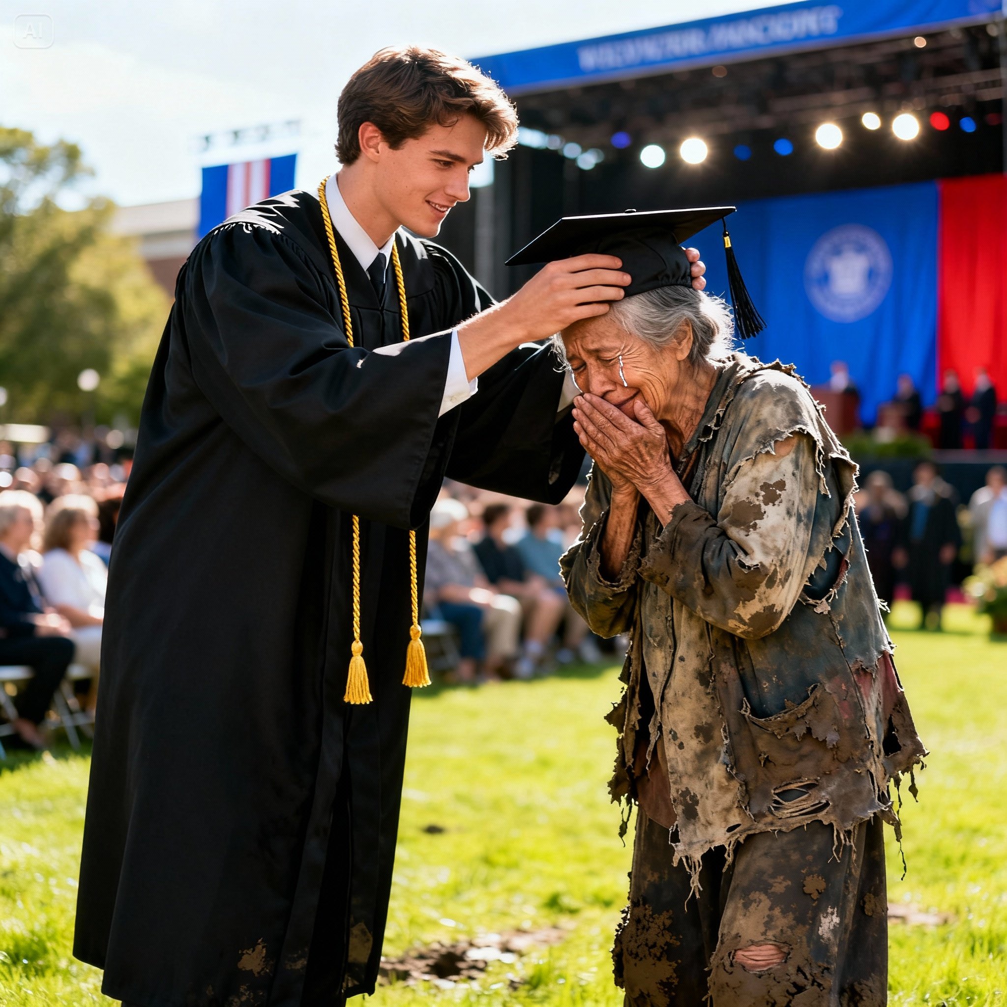 They mocked me for being the garbage man’s son — but at graduation, I grabbed the mic, said just one line… and the entire hall went silent before bursting into tears.