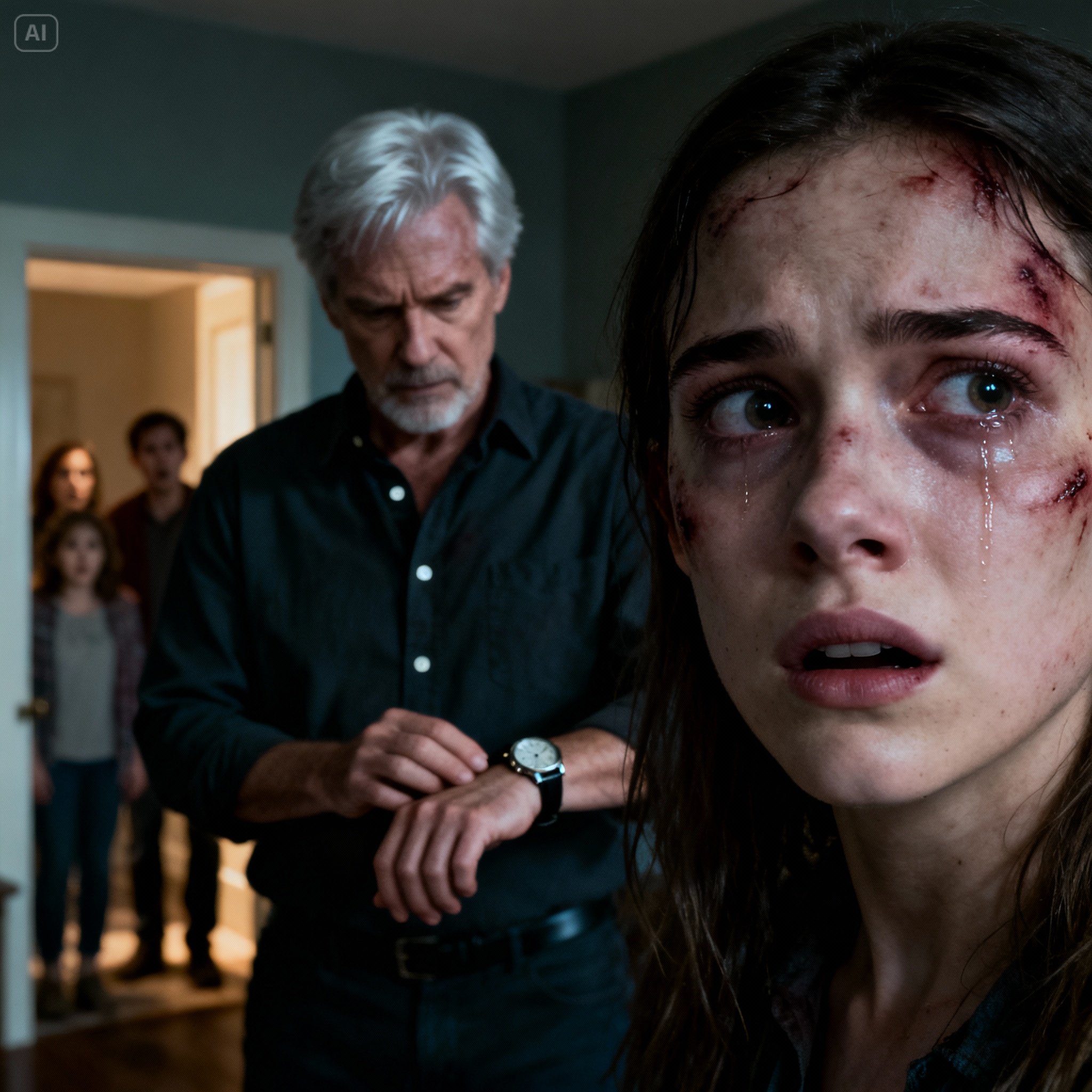 “SWEETHEART, WHY IS YOUR WHOLE FACE COVERED IN BRUISES?” MY FATHER CAME TO CONGRATULATE ME ON MY BIRTHDAY AND IMMEDIATELY NOTICED THE INJURIES. MY HUSBAND DIDN’T EVEN LOOK EMBARRASSED AND SMIRKED, “OH, THAT WAS ME — INSTEAD OF CONGRATULATIONS I GAVE HER A SLAP!” DAD DIDN’T FIND IT FUNNY. HE TOOK OFF HIS WATCH AND TOLD ME TO STEP OUTSIDE. THROUGH THE WINDOW, I WATCHED MY MOTHER-IN-LAW SCRAMBLE OUT ON ALL FOURS FIRST…