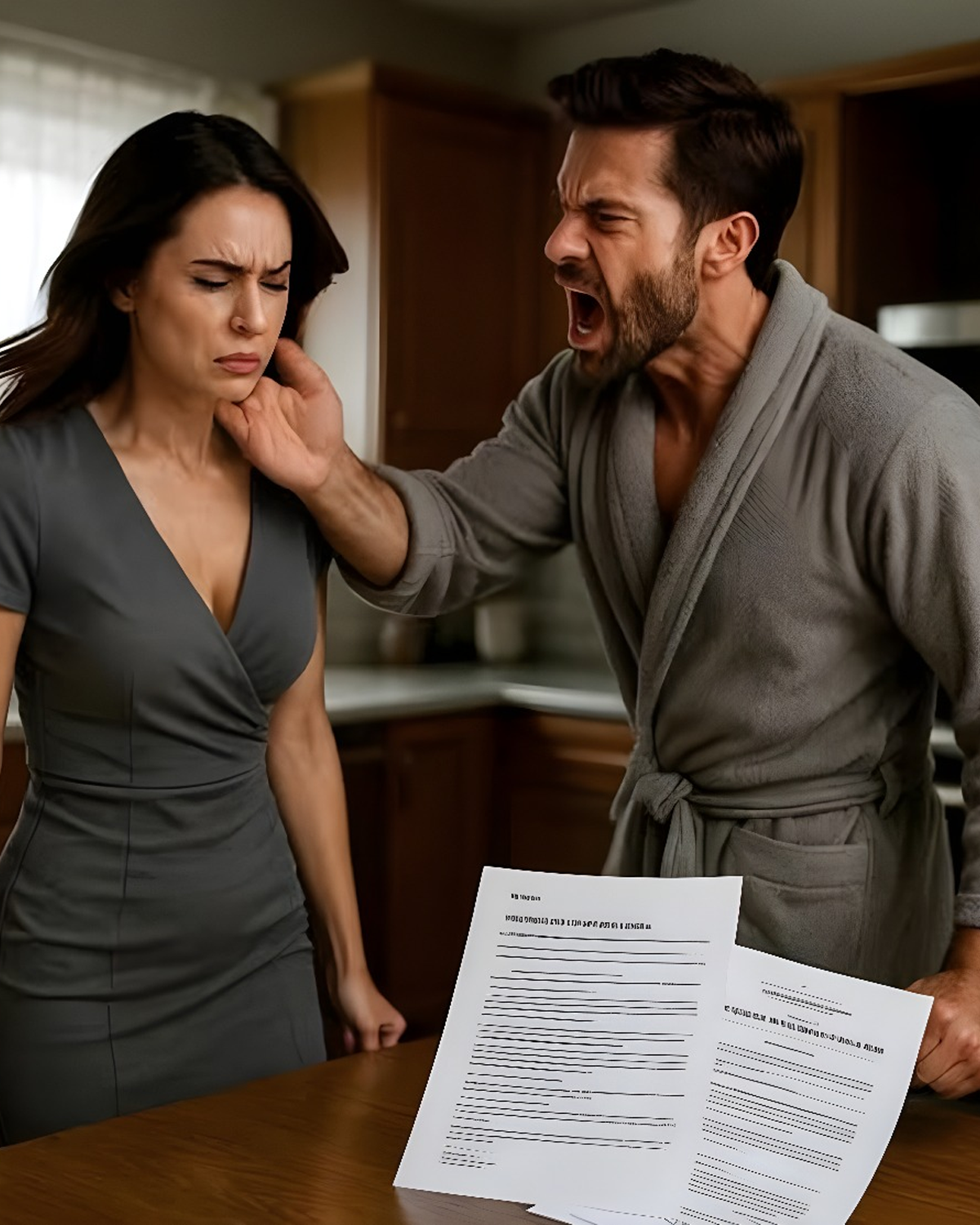 The shout echoed like a gunshot between our kitchen walls: “You live off my money!” And then… his hand. Fast, brutal. The blow split my lip. Blood mixed with rage. But he didn’t yet know what was waiting for him.