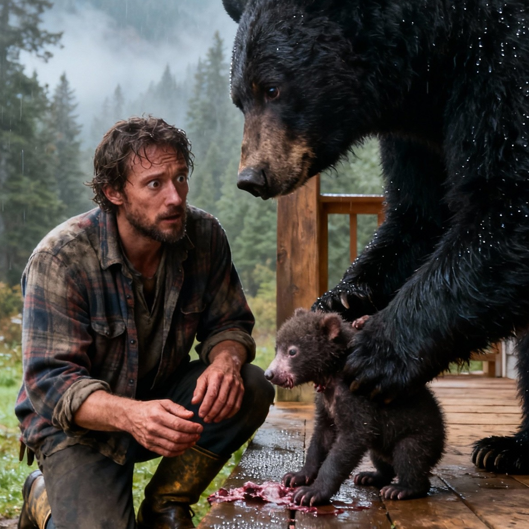 A crying bear brings her dying cub to a man — What he does next is incredible!