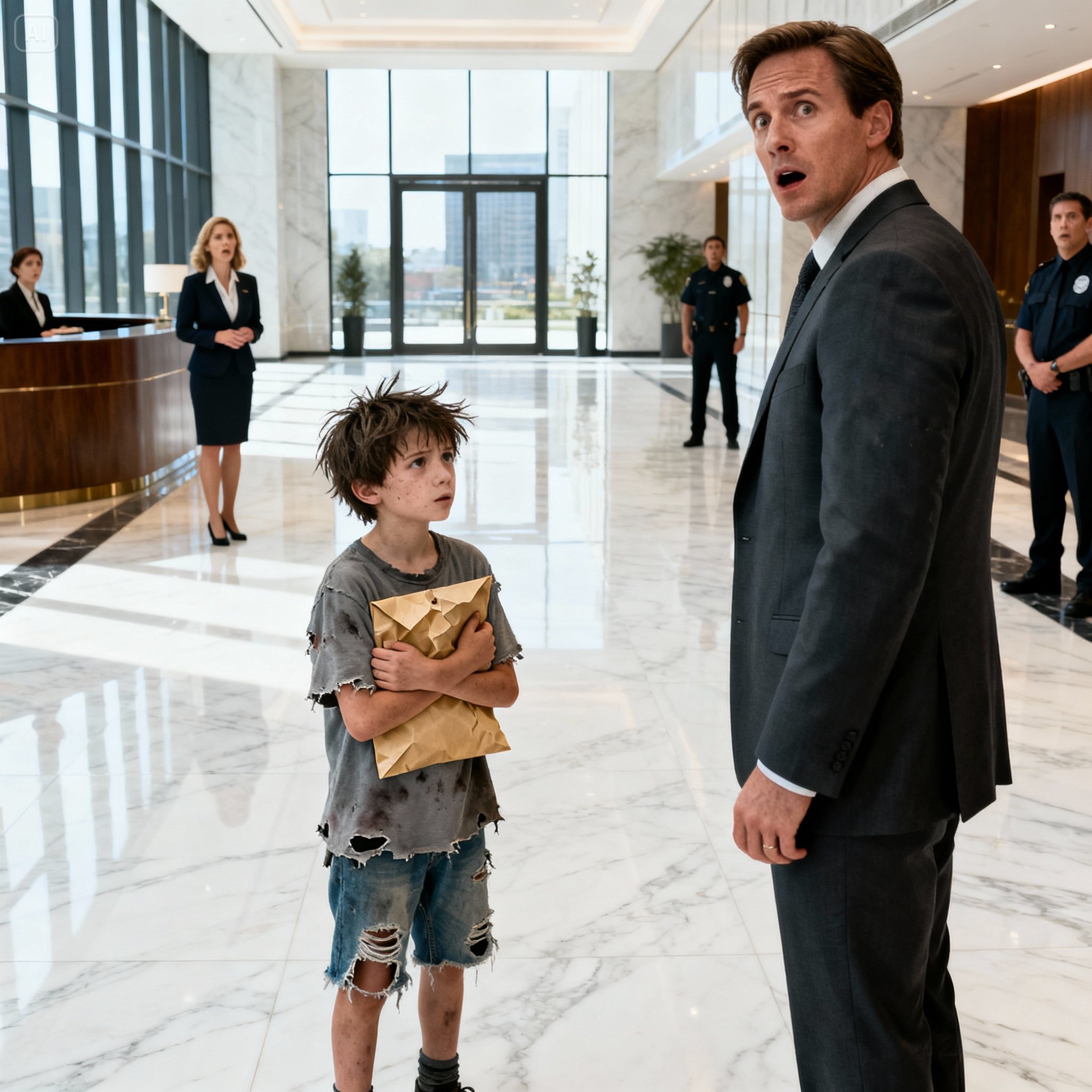 “I’m just here to return this envelope,” said the homeless boy… until the millionaire saw its contents and was left paralyzed.