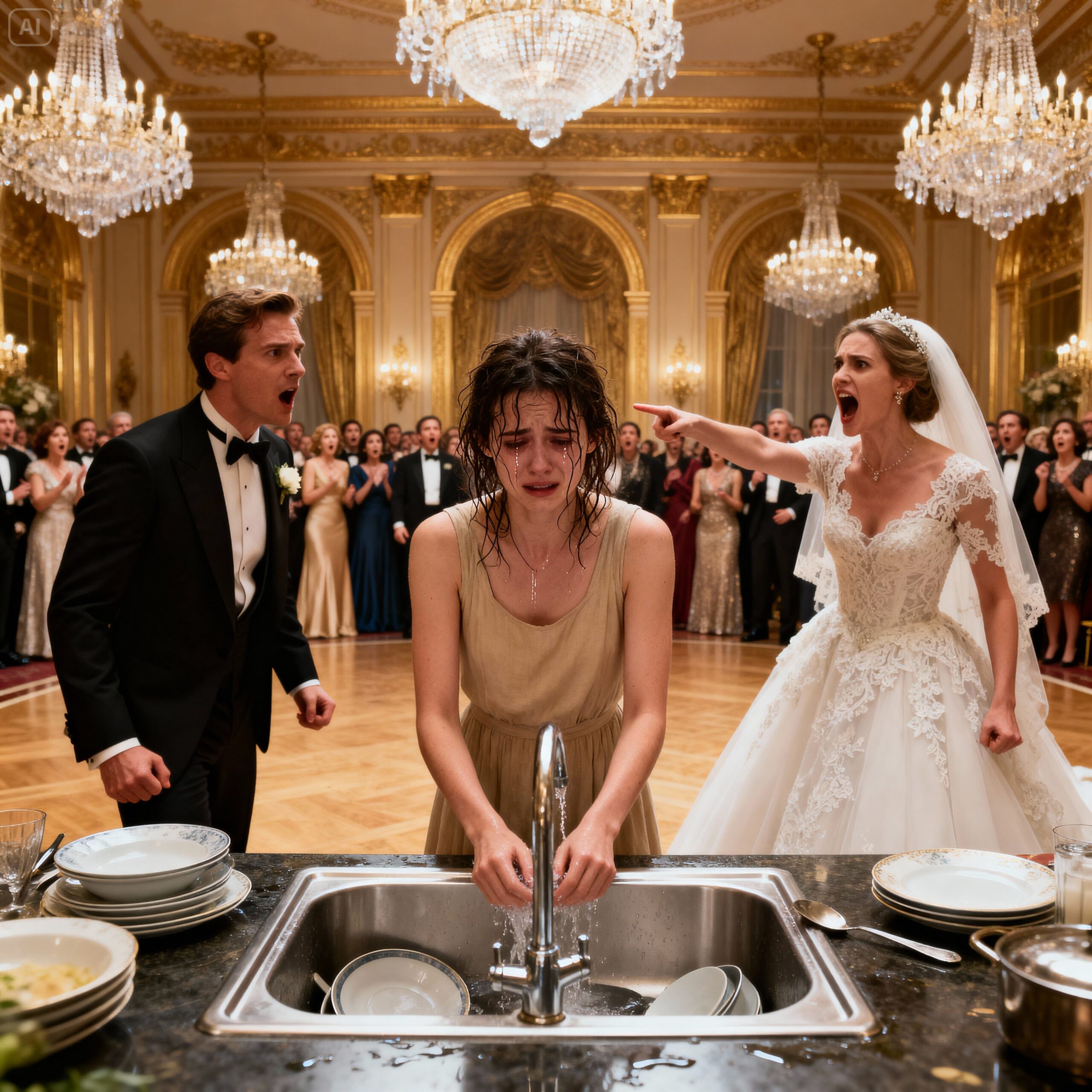 She Was Forced to Wash Dishes at the Wedding for Being “POOR” — Her Millionaire HUSBAND Arrived and Paralyzed Everything