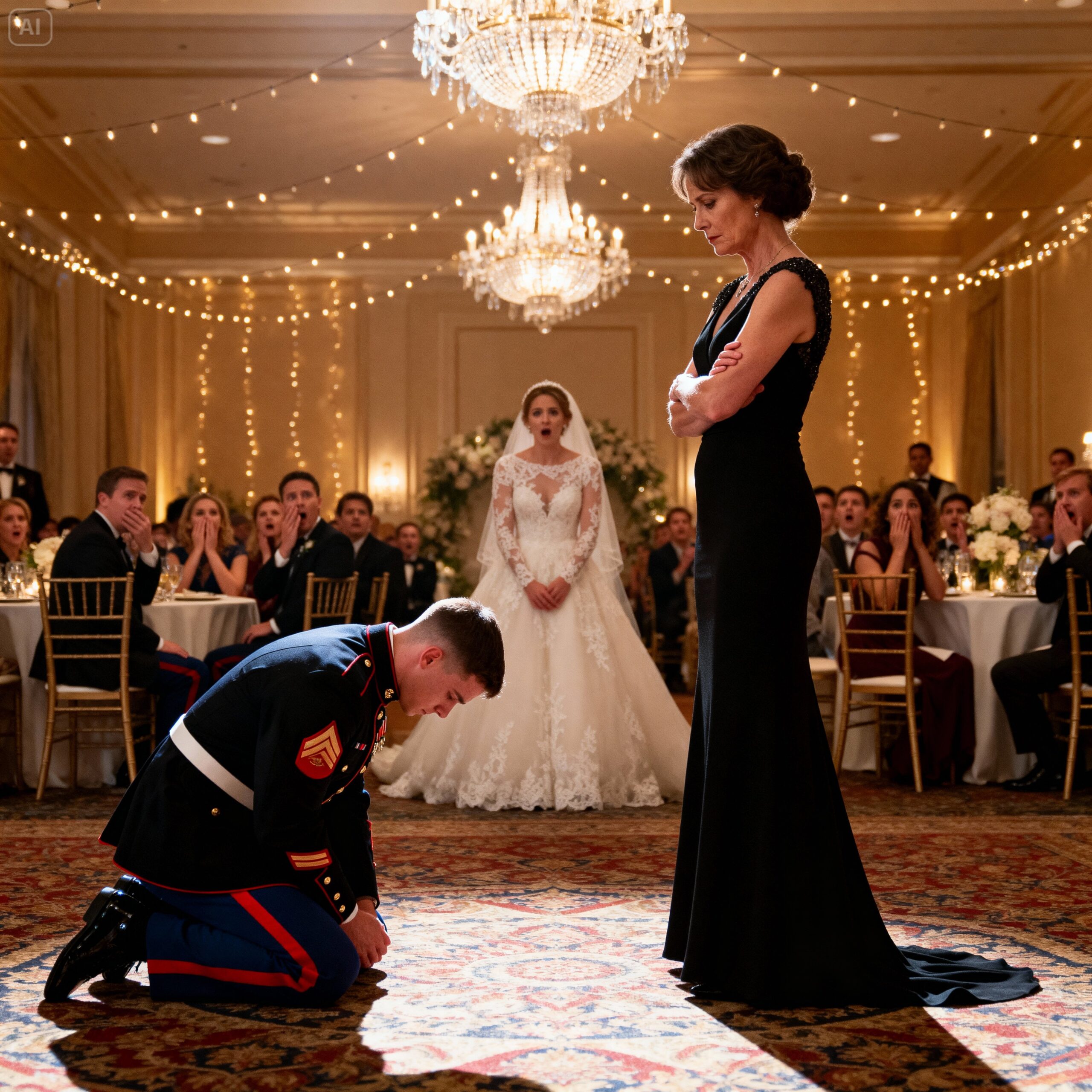 I paid for my sister’s lavish wedding, only for her to mock me in front of 300 guests. “My sister is just a gate guard—who would ever want her?” she sneered. My mother agreed and even called me “the family’s shame.” The hall filled with laughter—until the groom, a major, stood up. He looked straight at me and said, “Actually… she’s—” My mother froze. My sister fainted.