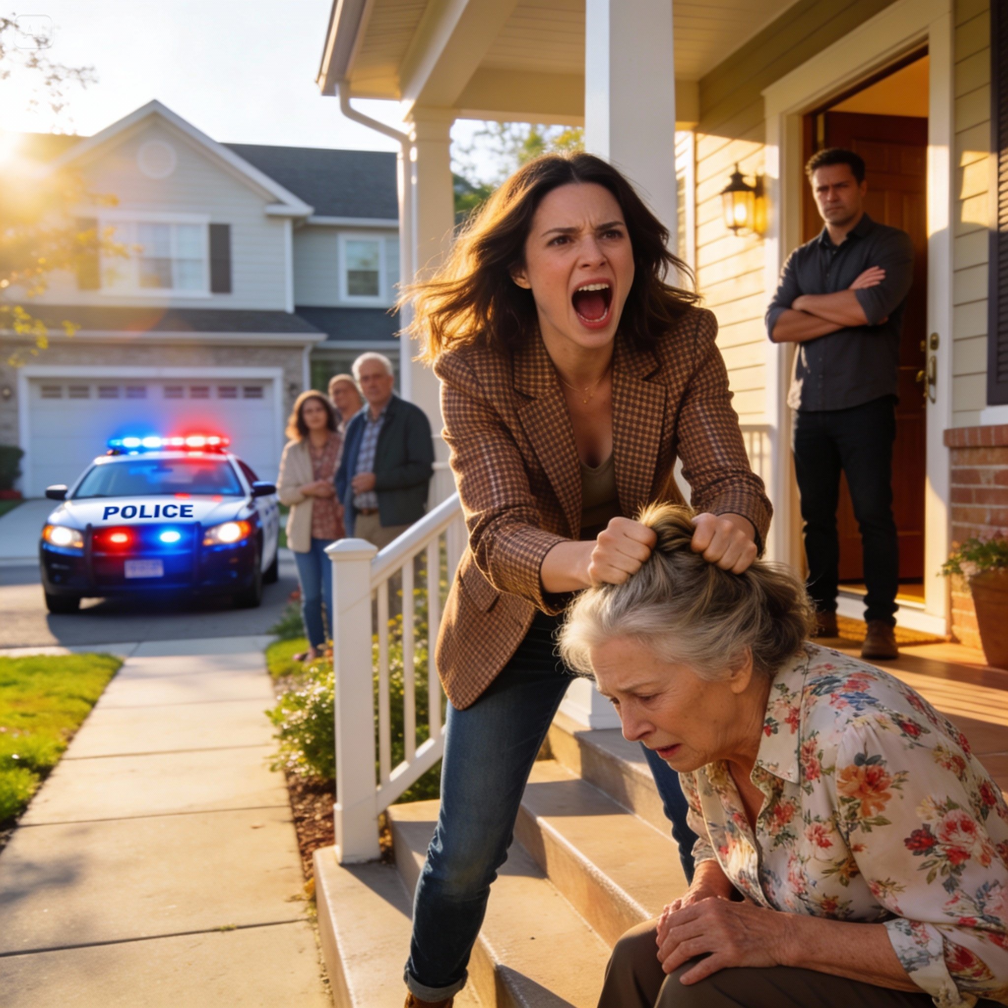 I still hear the crack of my skull hitting the ground when my son-in-law growled, “Stay on the floor.” My daughter grabbed me by the hair and dragged me outside while the neighbors watched in silence. “Get out. It’s three million. You are nothing,” she whispered with contempt. I thought that was the end. I didn’t know someone was dialing 911. And when the sirens sounded, everything they had built began to crumble.