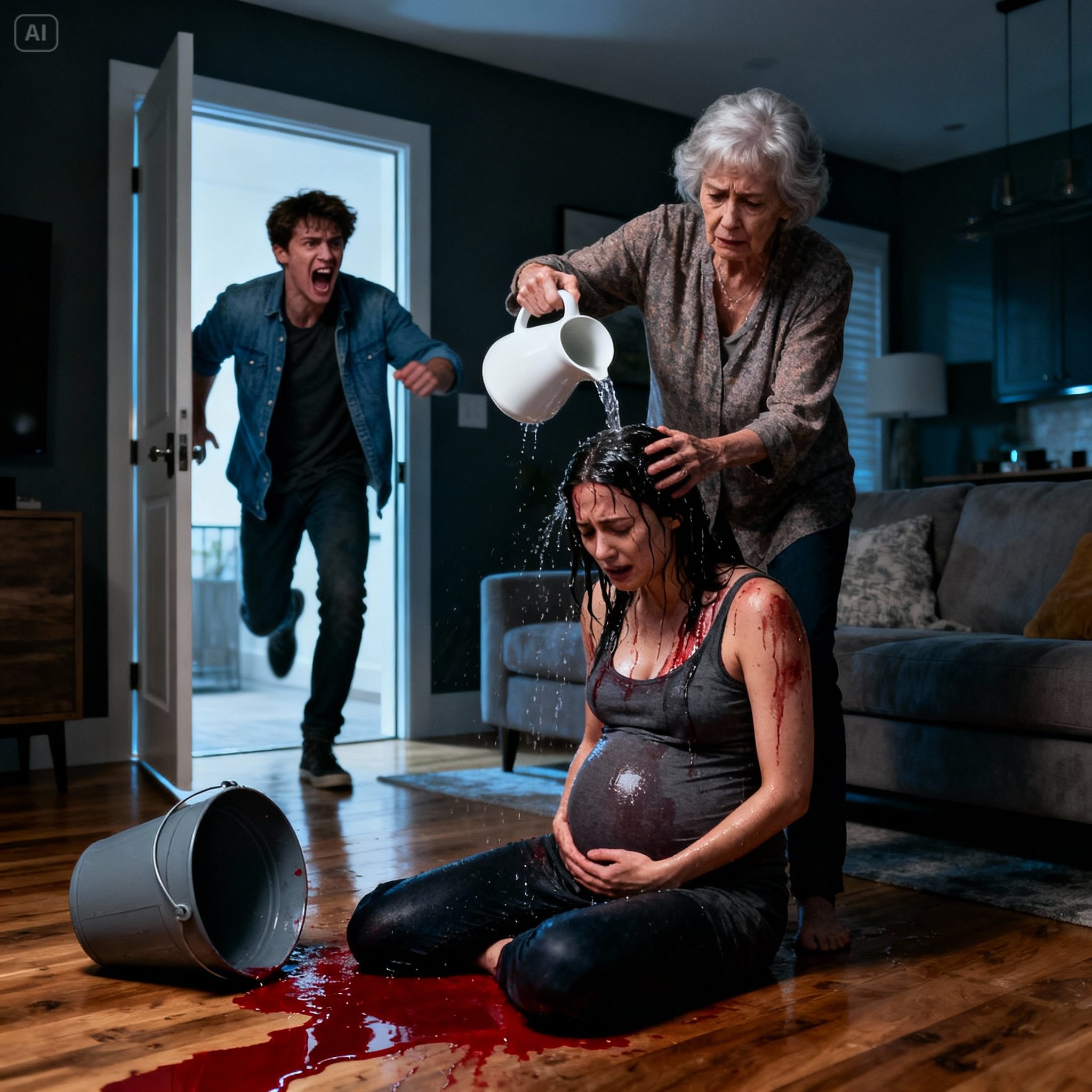 My Mother-In-Law Poured Freezing Ice Water On My -Week Pregnant Belly Because I Was ‘Lazy’, But When My Husband Walked In Early And Saw The Pink Stain Spreading Across The Floor, He Finally Realized His Mother Wasn’t Just Strict—She Was Dangerous.