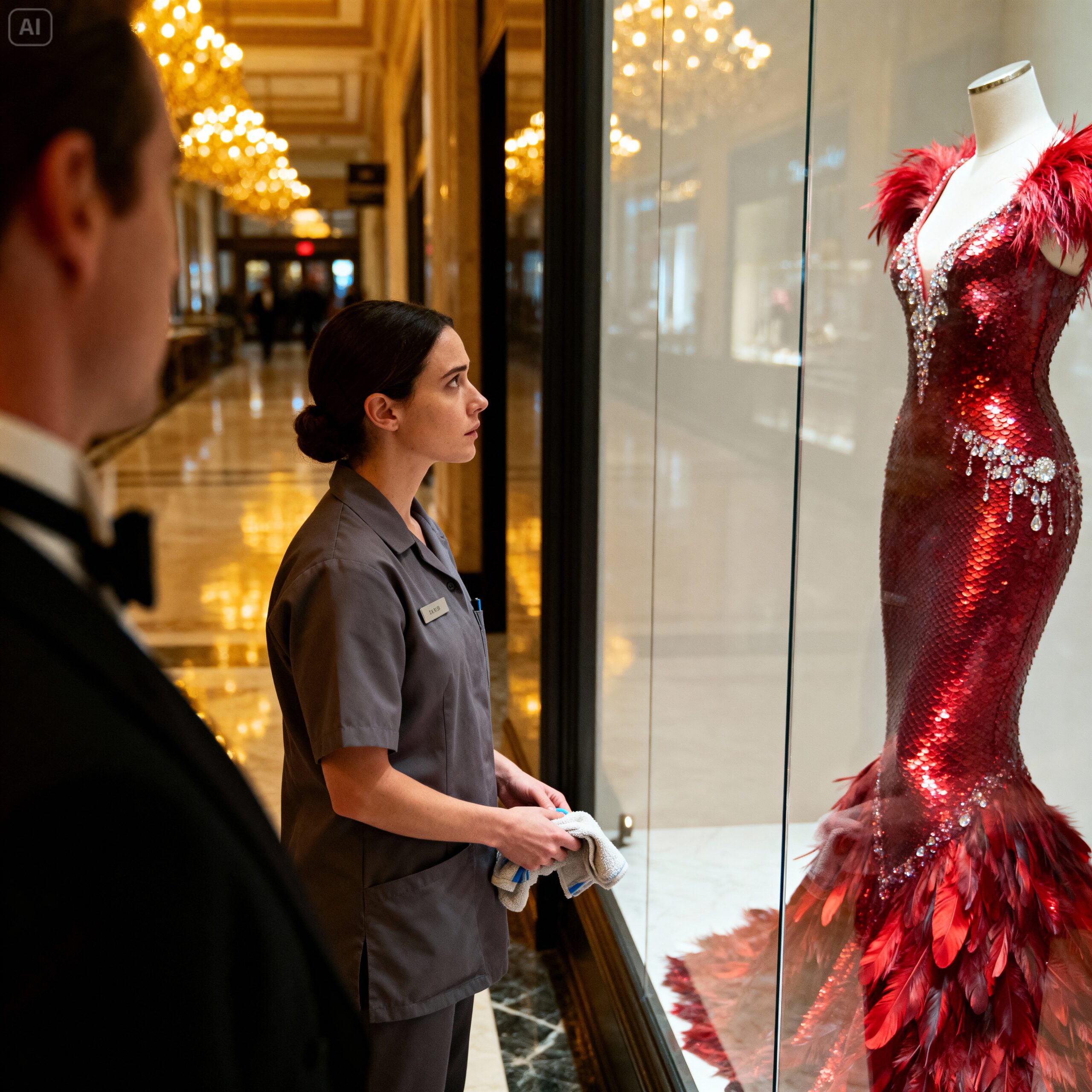 After 7 years of divorce, he found his ex-wife working as a cleaner, silently observing a million-dollar dress behind a shop window…