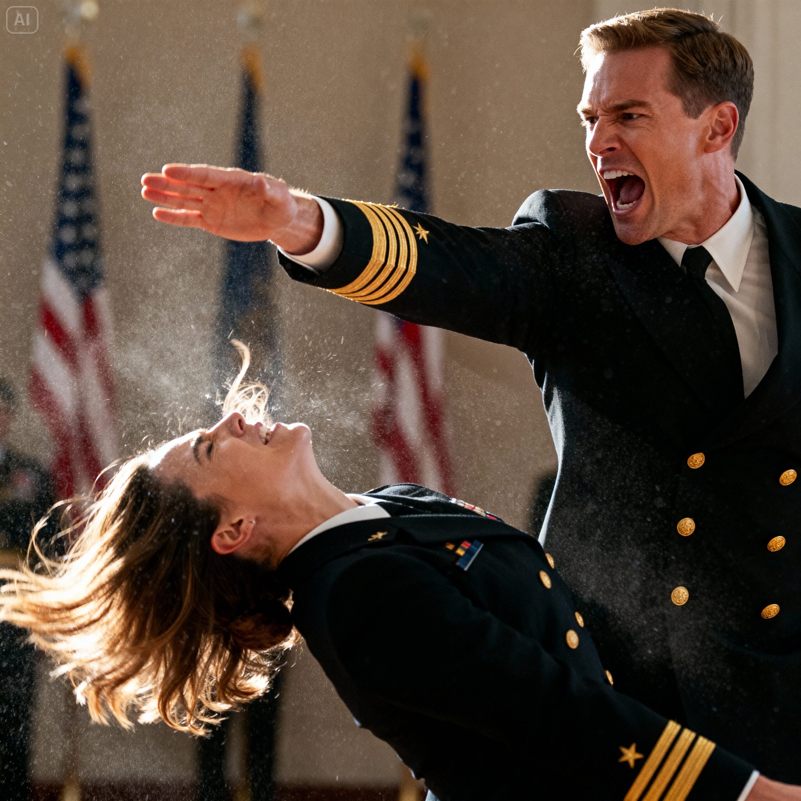 “‘Weak little b*tch.’ — The Captain slapped her during inspection, unaware that the silent recruit wore a medal that would strip him of all authority…”