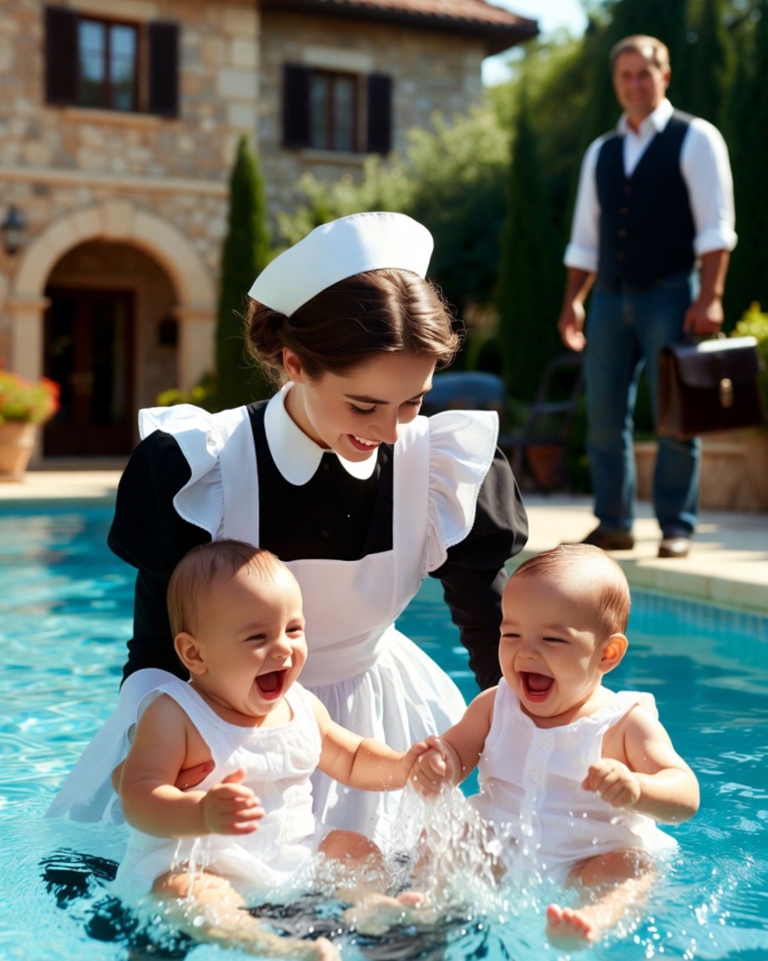 The billionaire’s twins had never laughed… until a domestic worker broke one of the pool rules. What happened next made their wealthy father collapse.