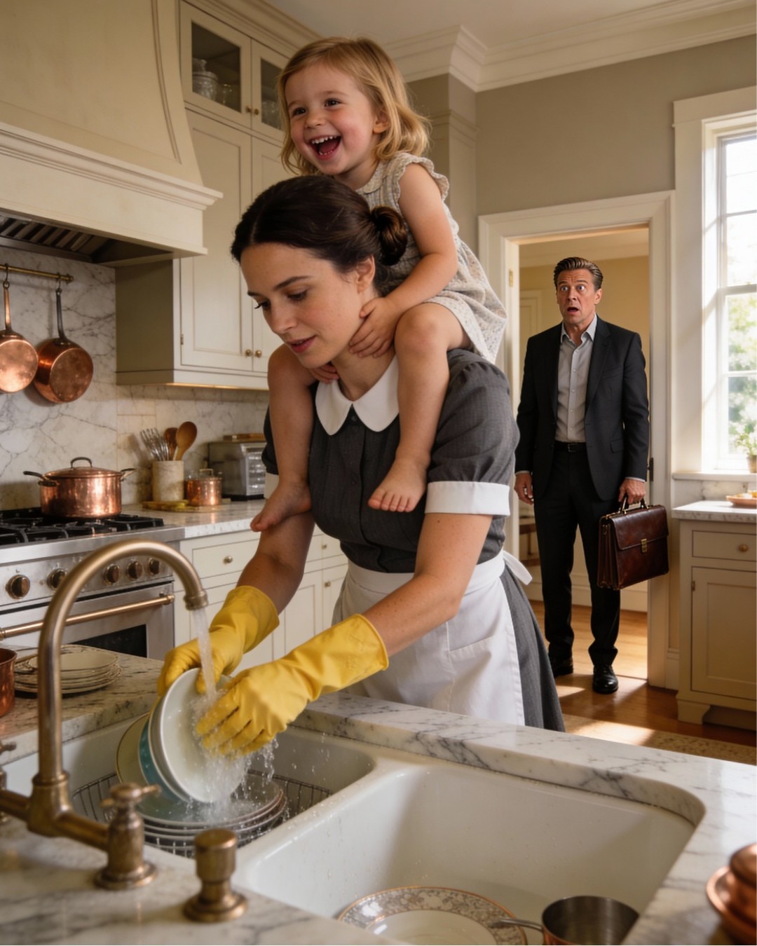 The billionaire arrived home early and nearly collapsed at what he saw.