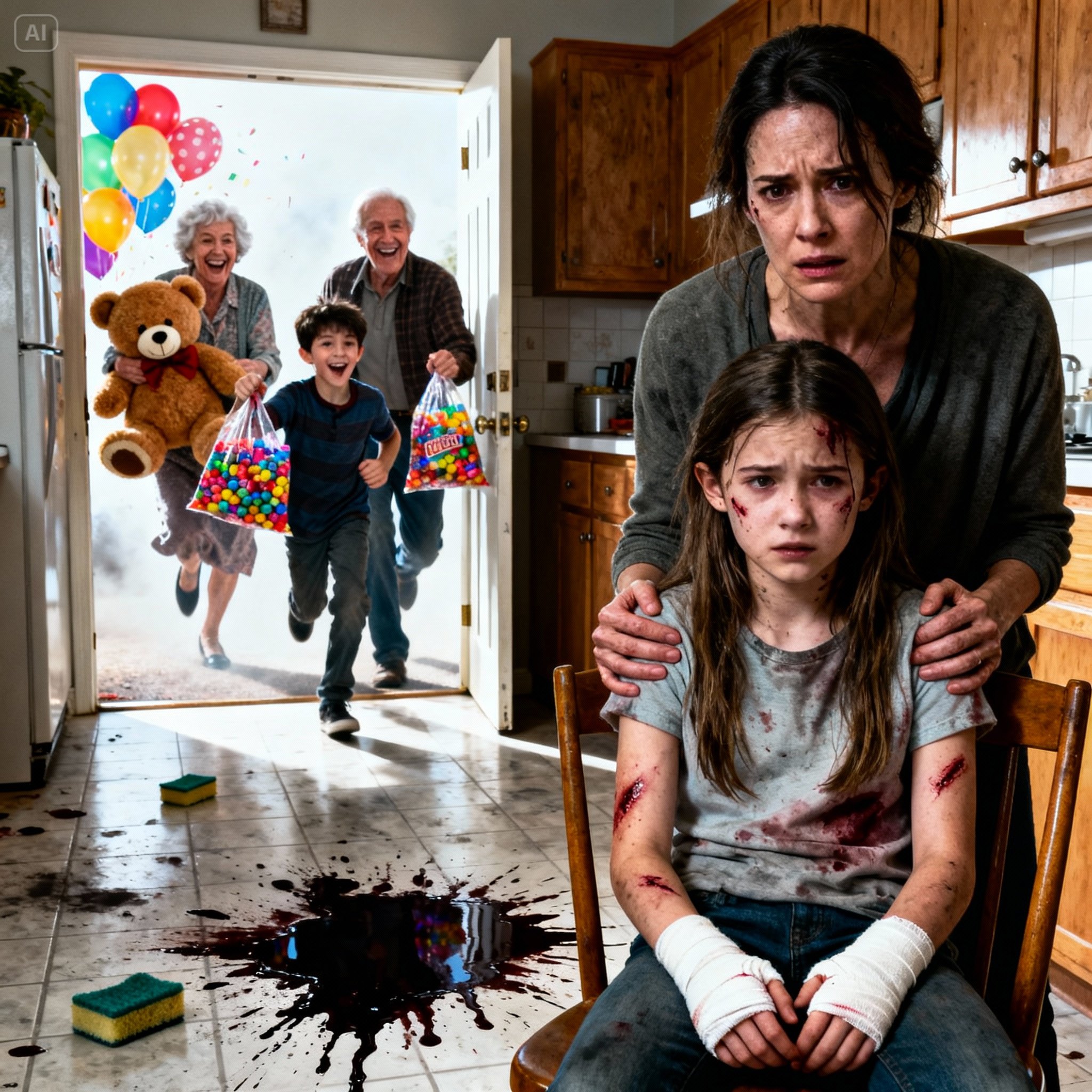 I came home from my business trip two days early and found my 9-year-old daughter alone, scrubbing the kitchen floor until her hands bled as a “punishment.” My in-laws had taken “their real grandson”—my sister-in-law’s son—to an amusement park. I didn’t scream. I didn’t cry. I simply did what I had to do. The next morning, my phone wouldn’t stop ringing.