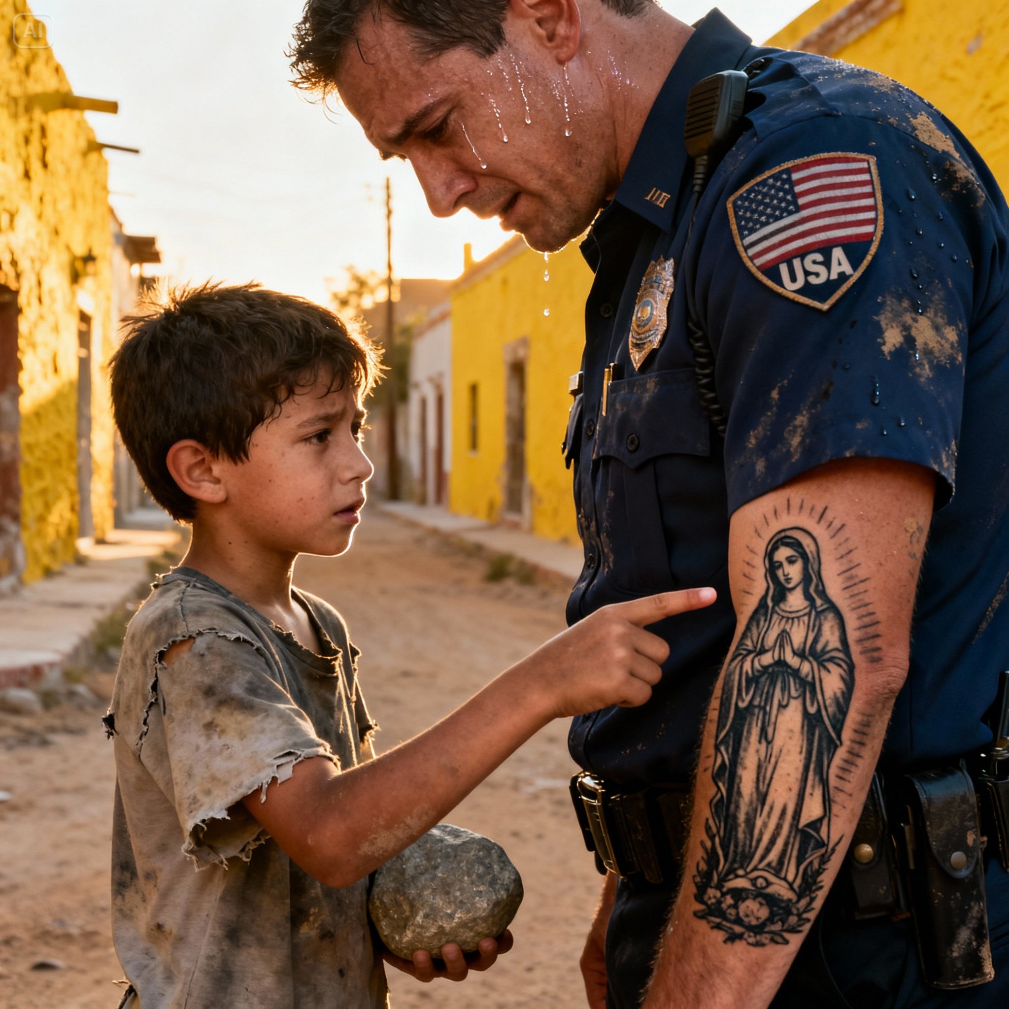 THE ORPHAN BOY SEES THE POLICE OFFICER’S TATTOO AND SAYS: “MY DAD HAD THE EXACT SAME ONE”… AND THE OFFICER FREEZES