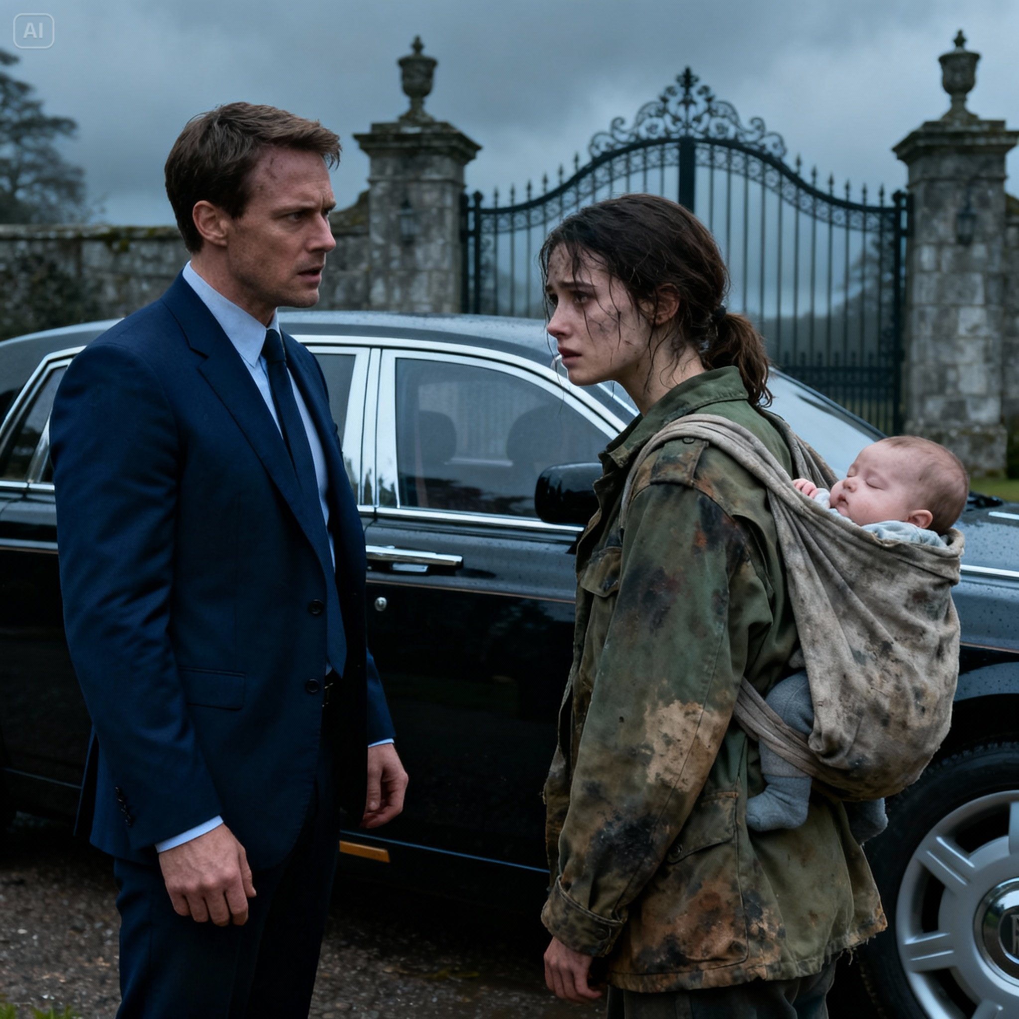 A Billionaire Was About to Ignore a Begging Girl at His Iron Gates — “Sir… Do You Need a Maid? My Baby Sister Hasn’t Eaten,” She Whispered — But One Faint Mark on Her Neck Stopped Him Cold and Revealed a Lost Family No Money Could Replace