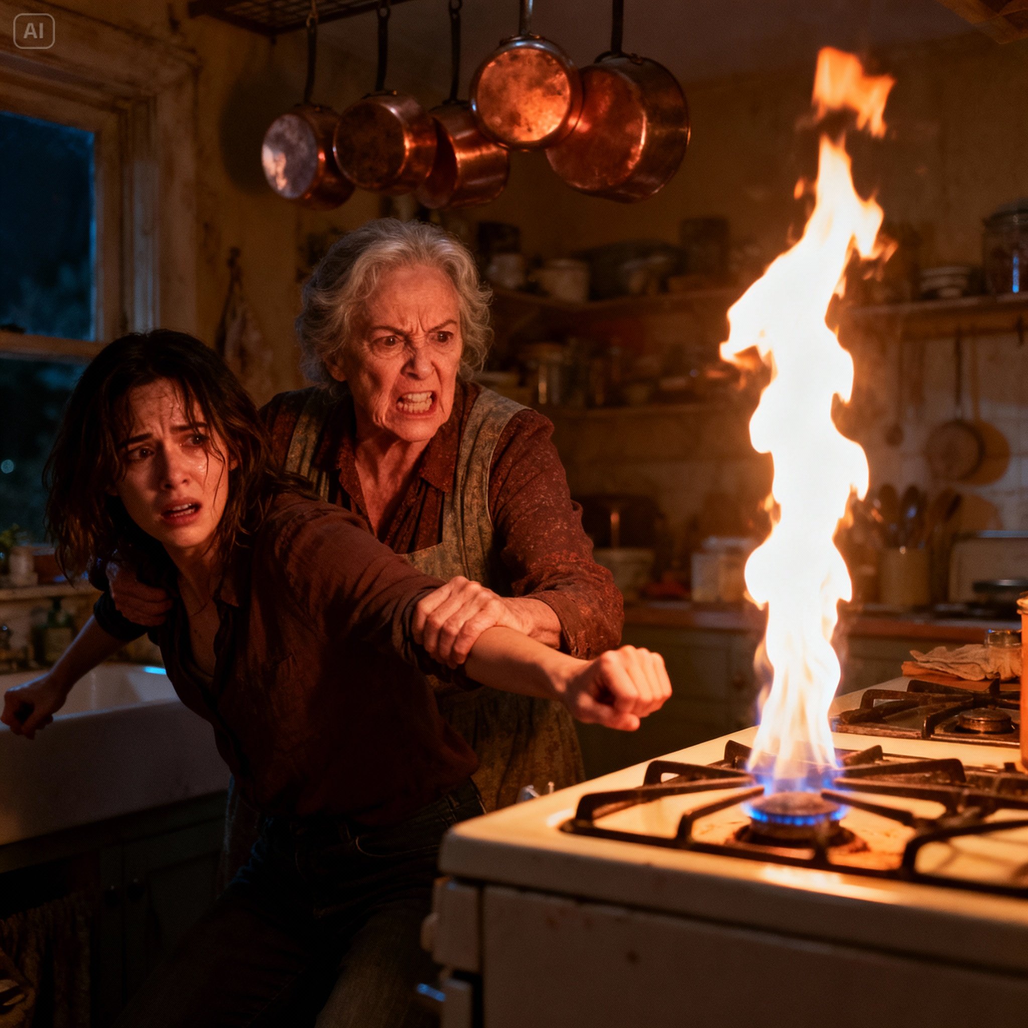 My mother screamed, grabbed me by the hair, and pushed my head toward the flame of the gas stove.