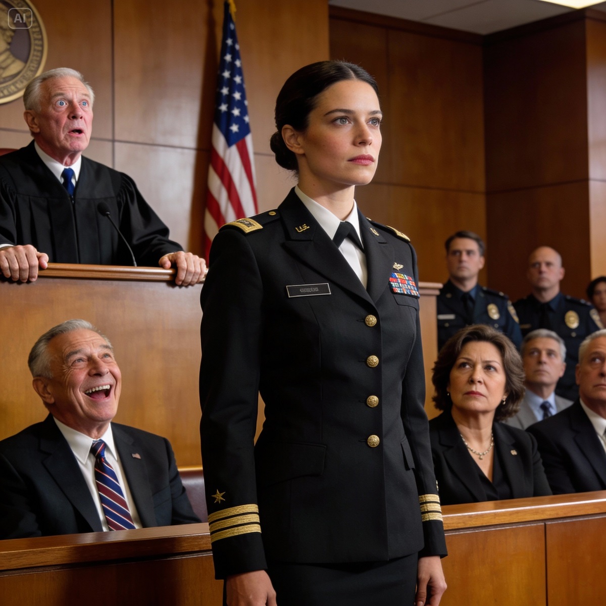 I entered the courtroom in a perfectly ironed military uniform. My father let out a mocking laugh, and my mother shook her head in disapproval. But then, the entire room went still. The judge suddenly stood up, his hands trembling, and whispered: “My God… is it really her?” Every eye was fixed on me. And in that instant, they understood: the person they had looked down upon had never been weak.