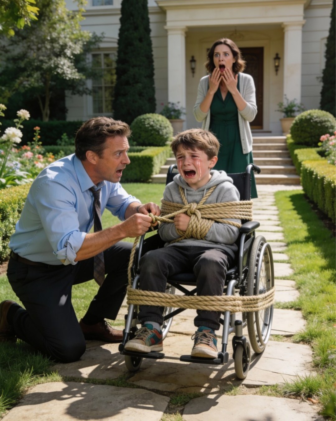 “Dad… I’m sorry. I wasn’t good.” I walked into my house and found my 12-year-old son tied to his wheelchair. What followed was a nightmare I never imagined—something a thousand times worse.
