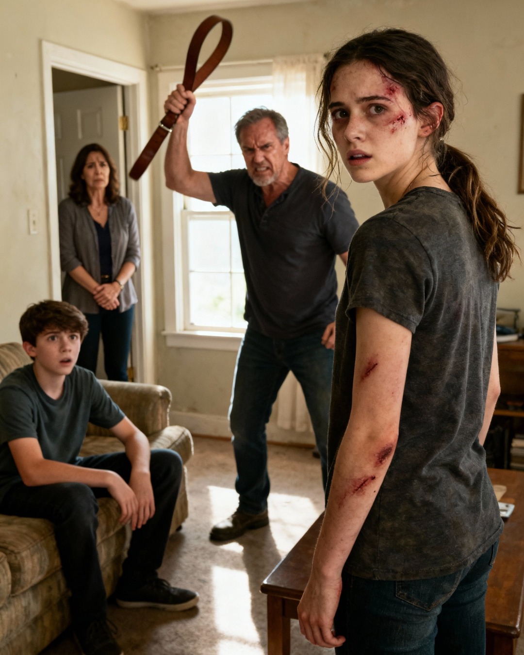 “The belt sliced through the air and tore my skin while my brother watched from the sofa with a mocking smirk. My parents looked on with cold approval, nodding at my pain. As blood pooled in my mouth from biting my lip, a terrifying clarity pierced through me like frozen fire. Freedom tastes like revenge.”