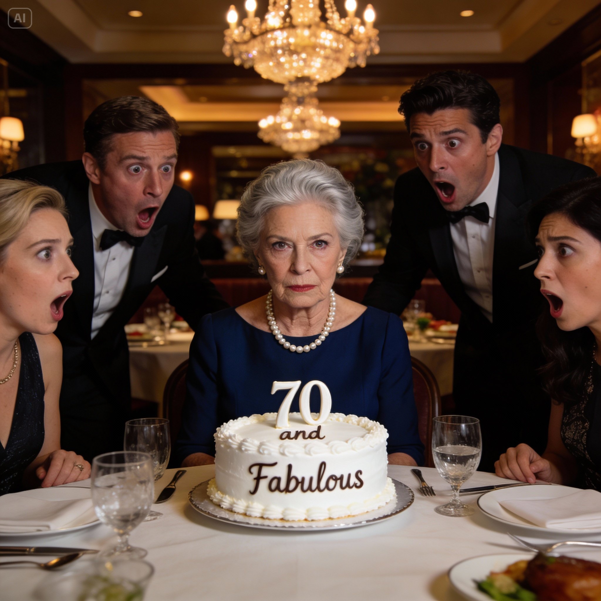 On my 70th birthday, my husband stood up in front of everyone and announced he was leaving me for a younger woman. The room lit up in a strange way, and then my daughters clapped—they cheered, as if it were a toast. I didn’t raise my voice. I didn’t cry. I simply set down my plate, looked at them all, and said: “Go ahead, celebrate. But know this: I did not bring you into this world. I took you out of foster care. And today, my compassion has run out.”