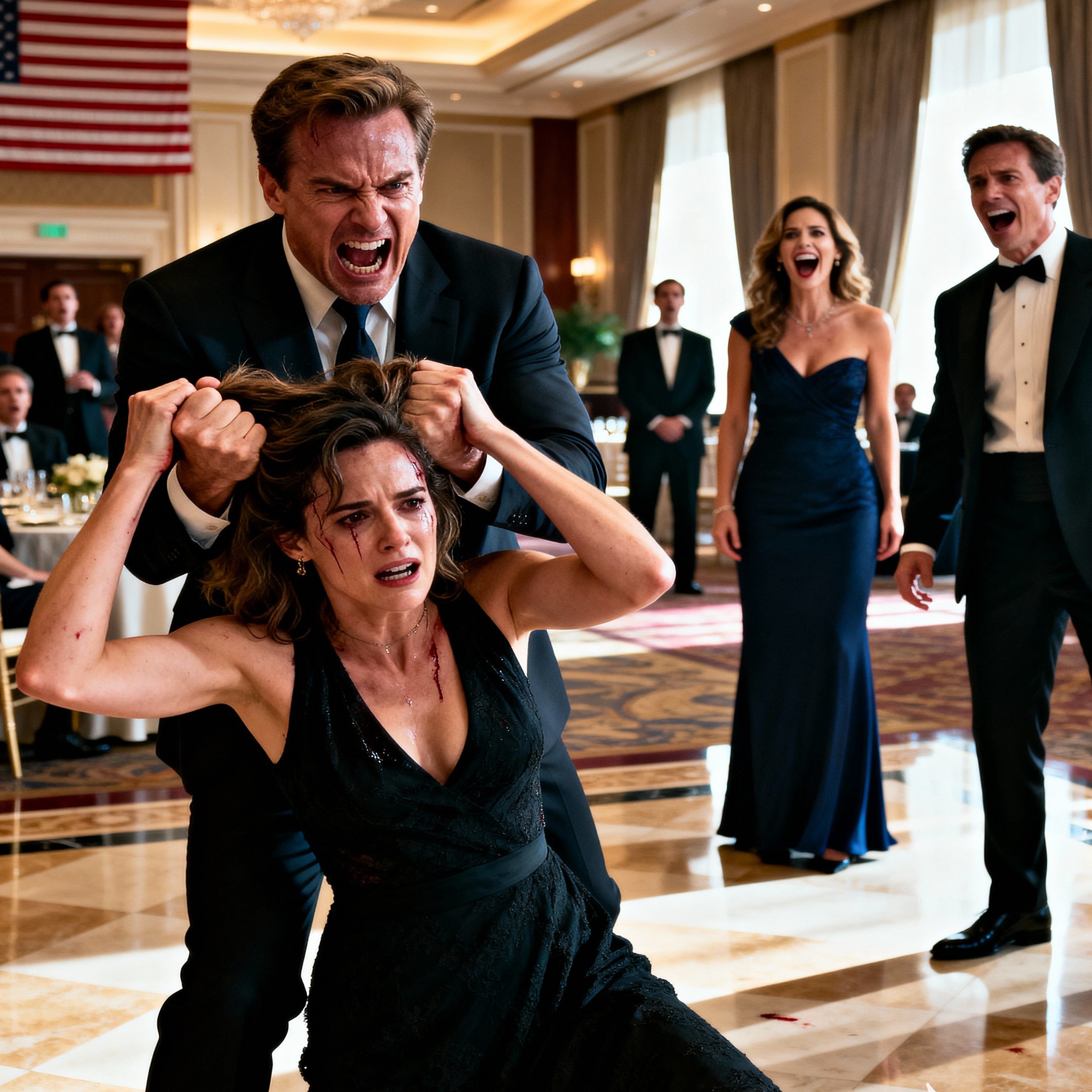 My husband hit me right in the middle of my promotion party, and his mistress challenged me, saying: “Only God can save you.” I made a phone call immediately… and everyone fell silent.