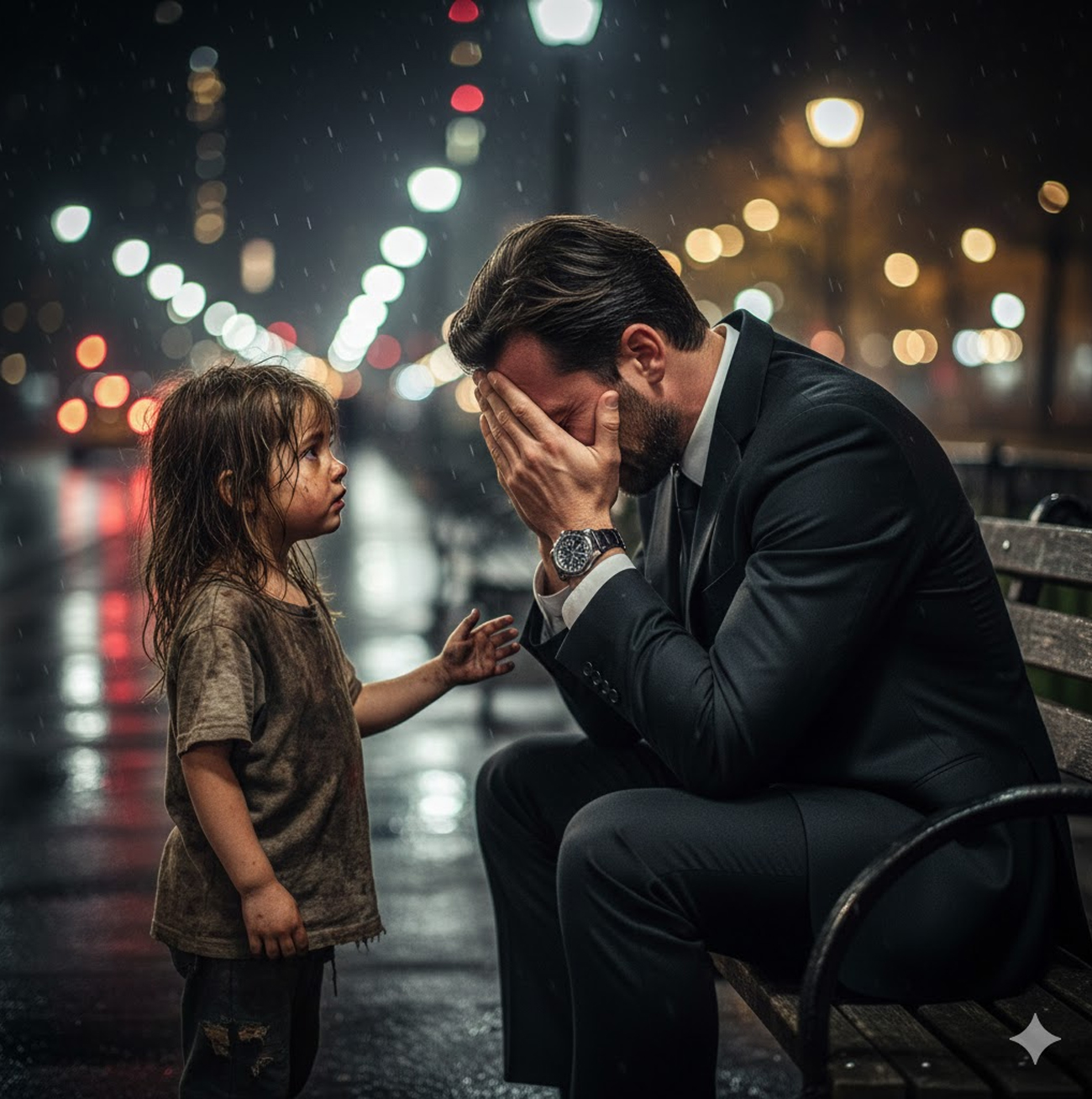 “Are you hungry too?”, the poor girl asked the millionaire… what he did next astonished everyone…