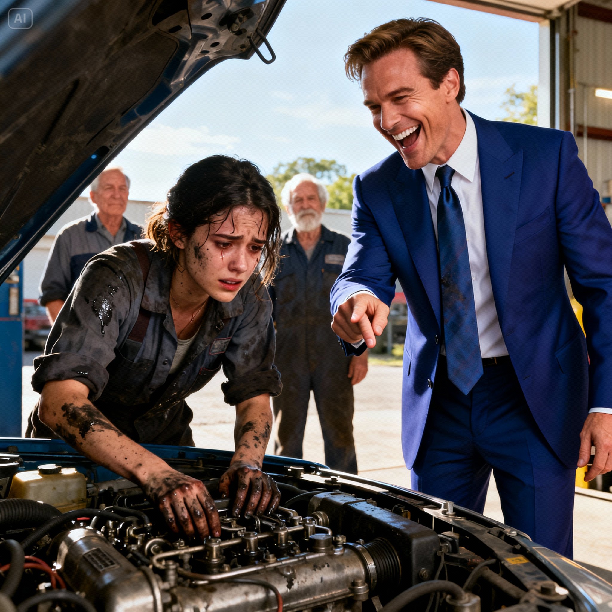 “YOU’RE NEVER GOING TO BE ABLE TO FIX IT” – THEY LAUGHED AT HER FOR BEING A WOMAN AND A MECHANIC… UNTIL THE ENGINE ROARED.