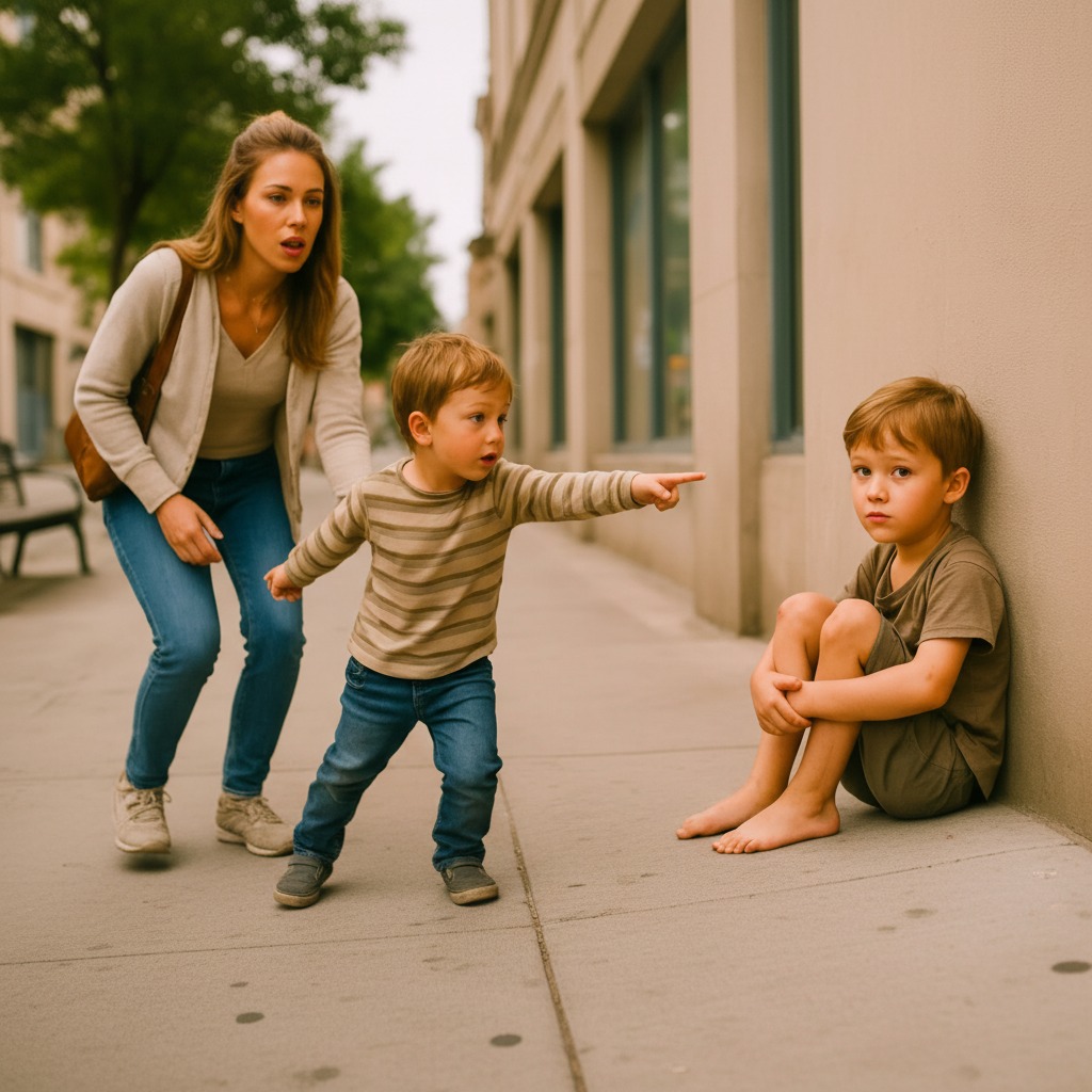 “M0M… HE WAS IN YOUR TUMMY WITH ME…” SAID THE SON, POINTING AT THE STREET CHILD