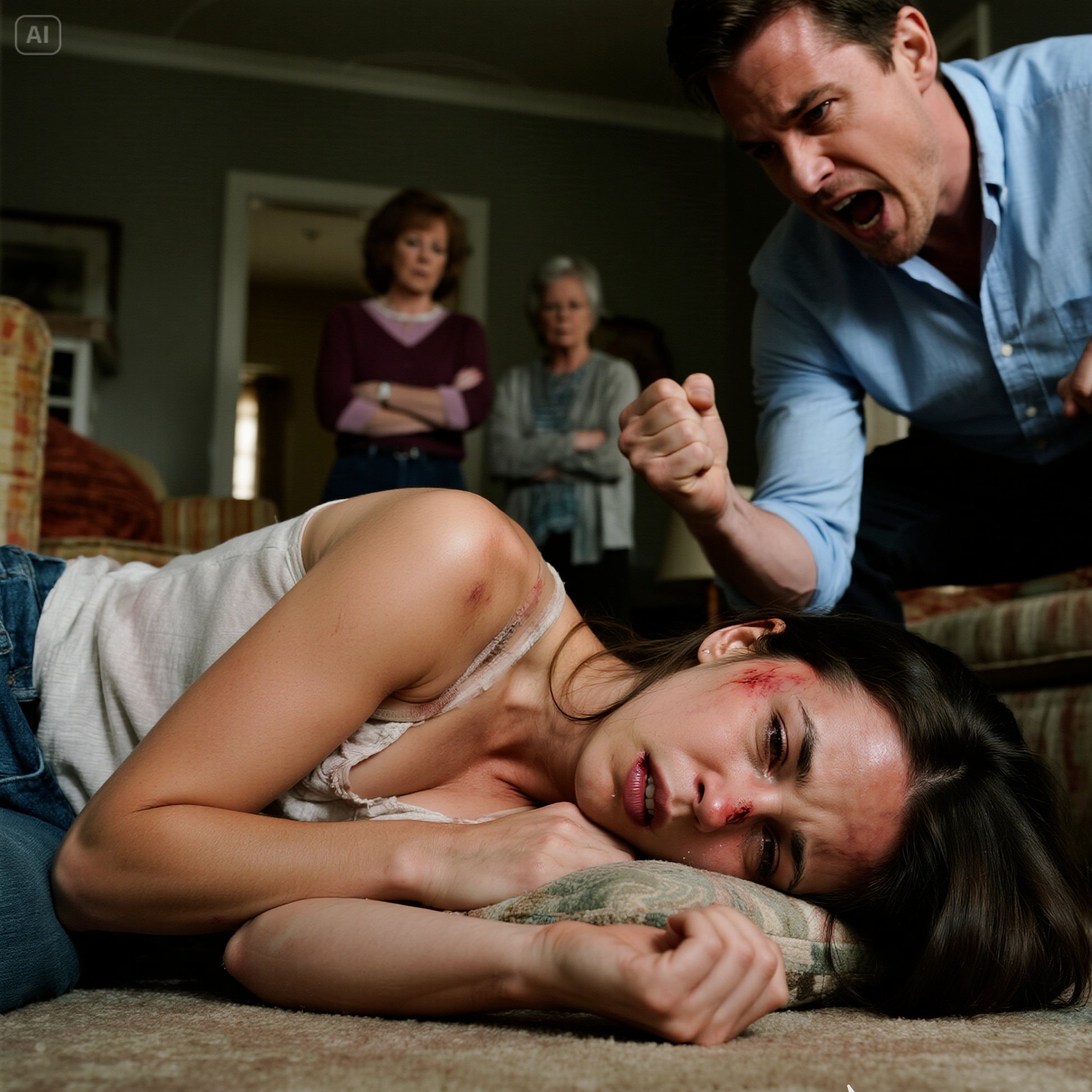 My daughter called me crying: —Dad, please, come get me. When I arrived at her in-laws’ house, her mother-in-law stood in front of the door and blocked my way. In a cold voice, she said: —She isn’t leaving. I pushed her aside and forced my way in. As soon as I saw my daughter on the floor, I knew this wasn’t just “family drama.” It was something much more serious, something they had been hiding on purpose.