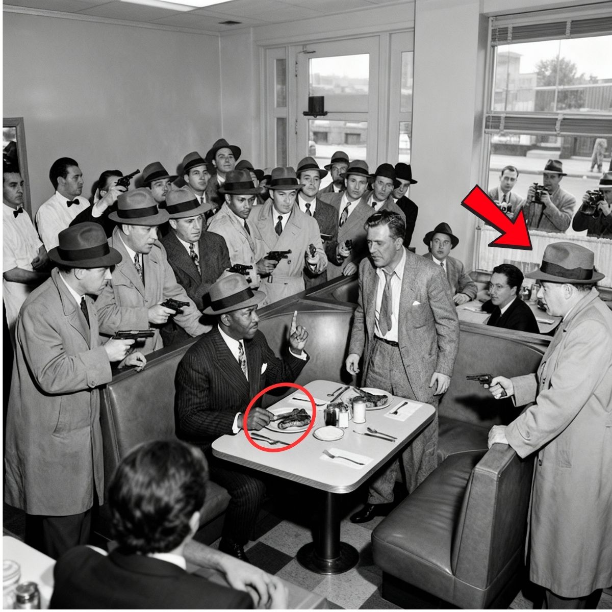 40 ARMED FBI AGENTS ENTERED TO ARREST HIM, BUT HE SIMPLY RAISED A FINGER AND CONTINUED EATING