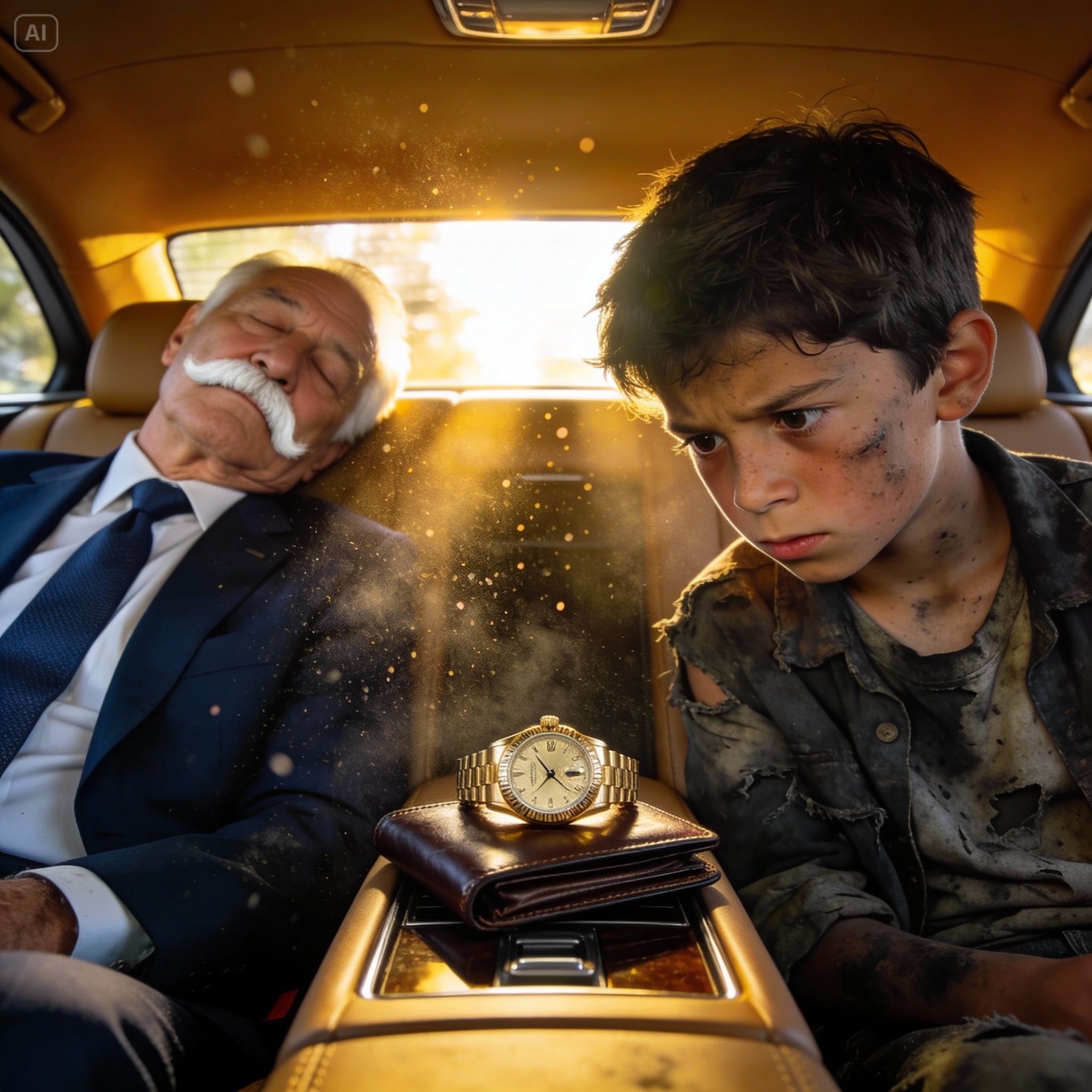 THE BILLIONAIRE PRETENDED TO BE ASLEEP TO TEST HIS DRIVER’S CHILD — HE THOUGHT THE BOY WOULD STEAL FROM HIM, BUT HE CRIED WHEN HE SAW WHAT THE CHILD DID