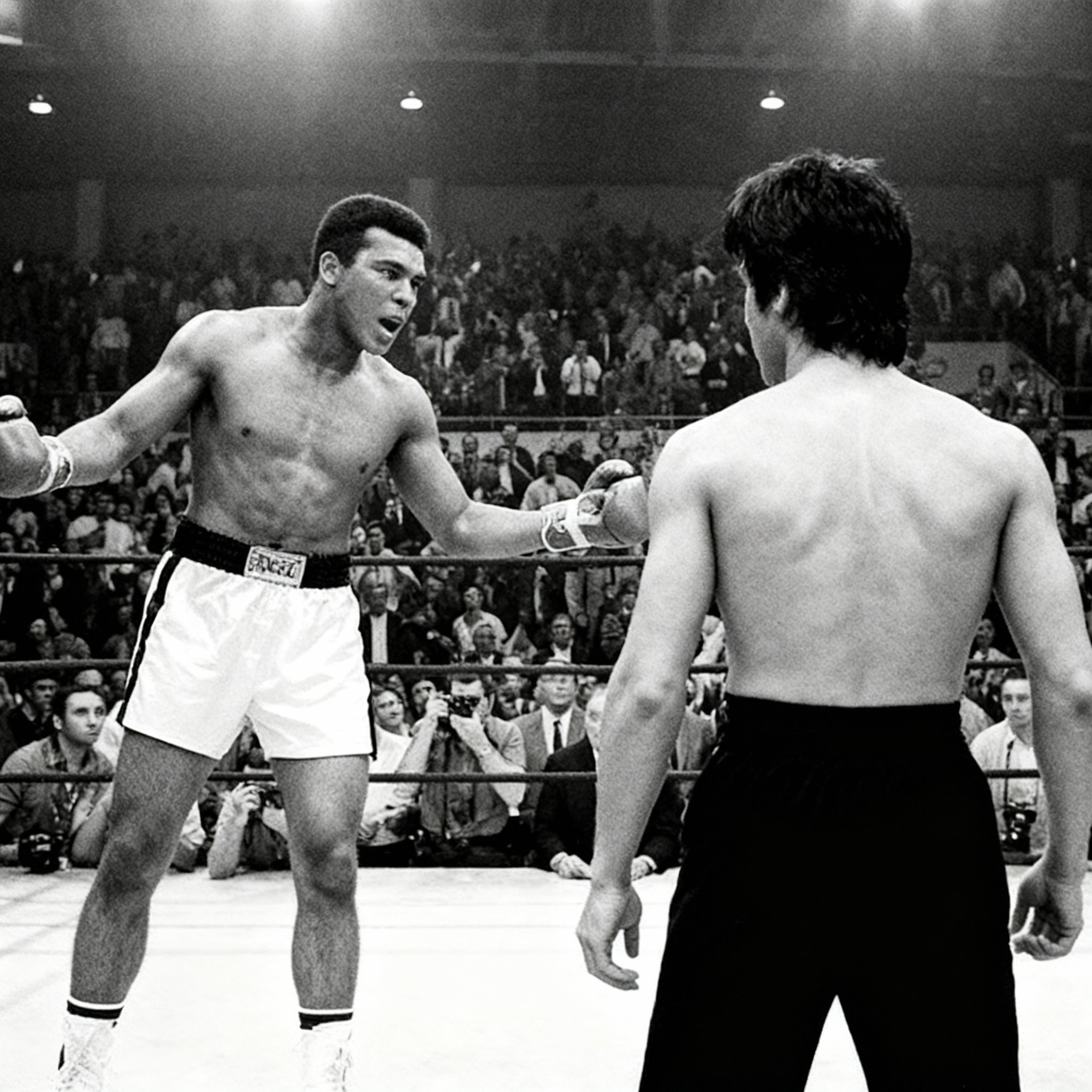 “Muhammad Ali dropped his guard and said to Bruce Lee: ‘H!t me.’ Three seconds later, the champion was on his knees struggling to breathe.”